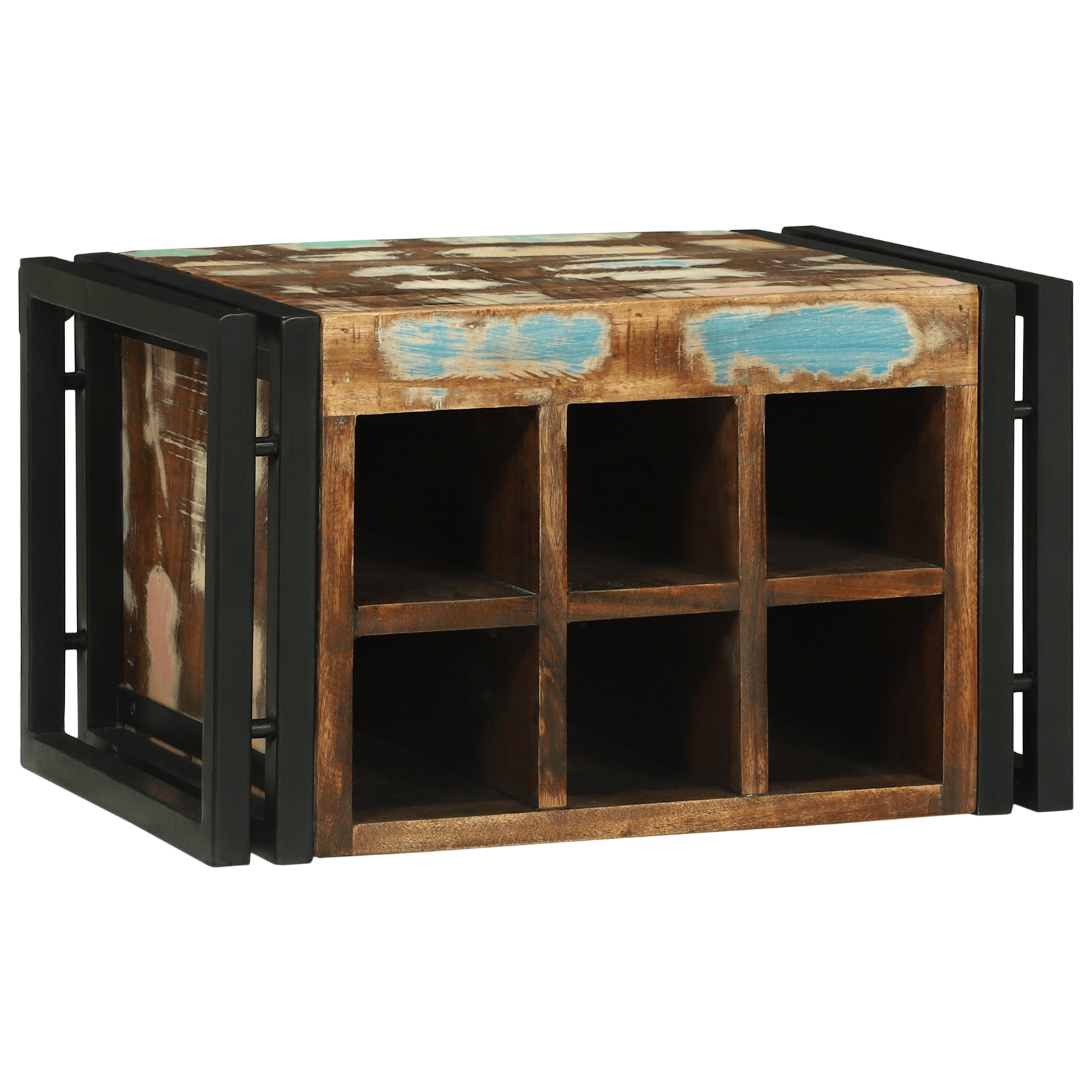 Raft vin 46x35x27.5 cm din lemn recuperat