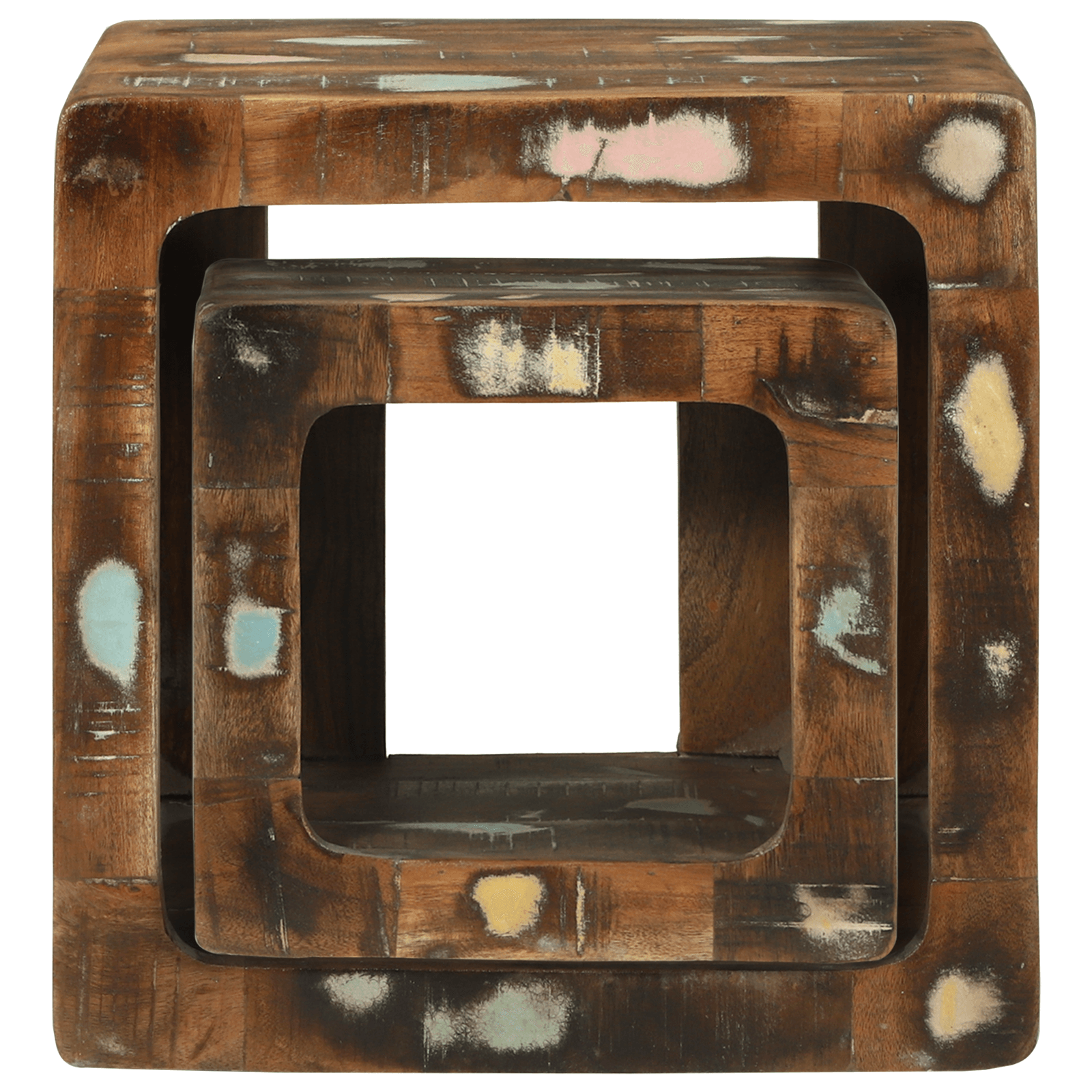 Set de mese laterale 36x36x30 cm din lemn masiv reciclat — imaginea 5