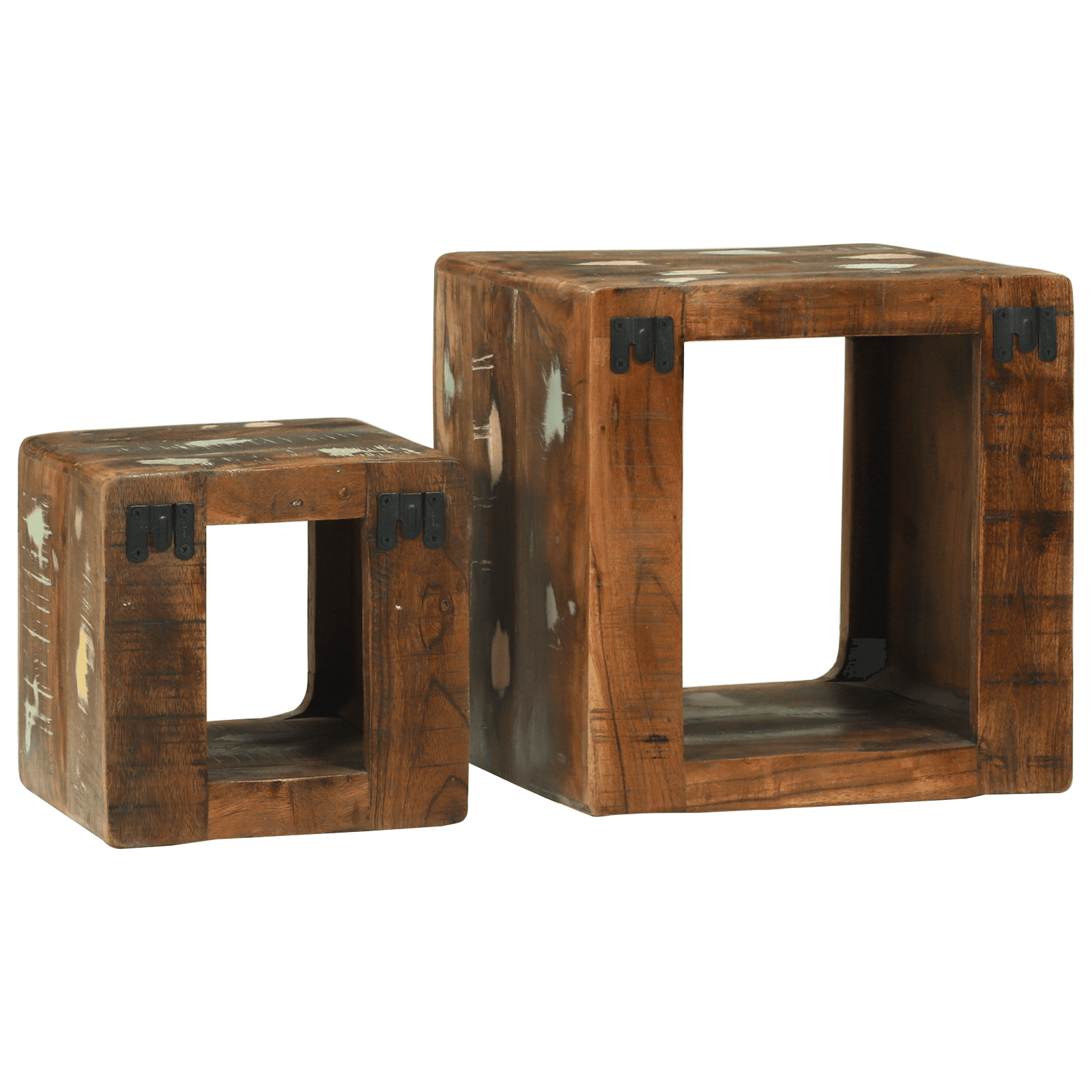 Set de mese laterale 36x36x30 cm din lemn masiv reciclat — imaginea 7