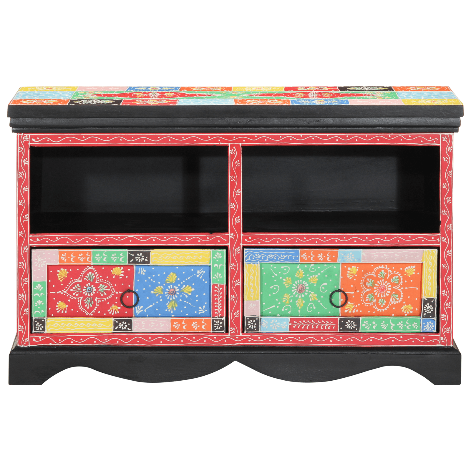 Dulap TV, multicolor, 80x35x50 cm, lemn masiv mango — imaginea 2