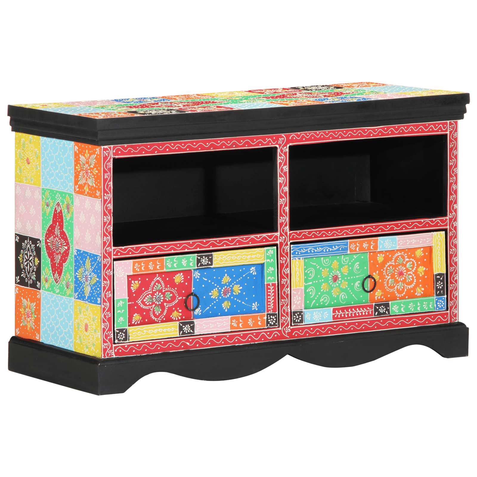 Dulap TV, multicolor, 80x35x50 cm, lemn masiv mango — imaginea 6