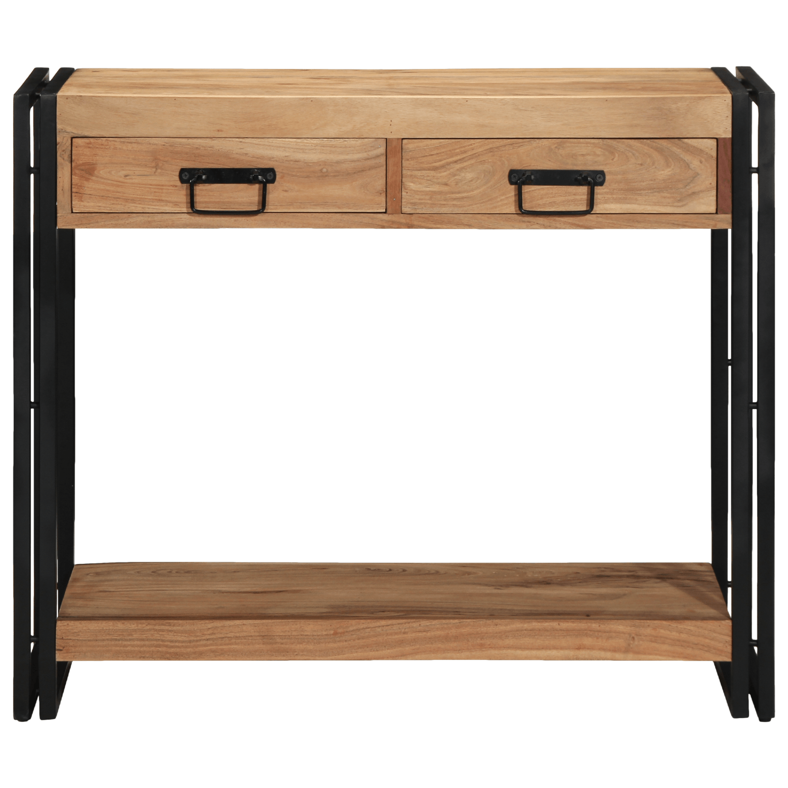 Masa consola, negru, 120x33x75 cm, lemn masiv acacia si metal — imaginea 5
