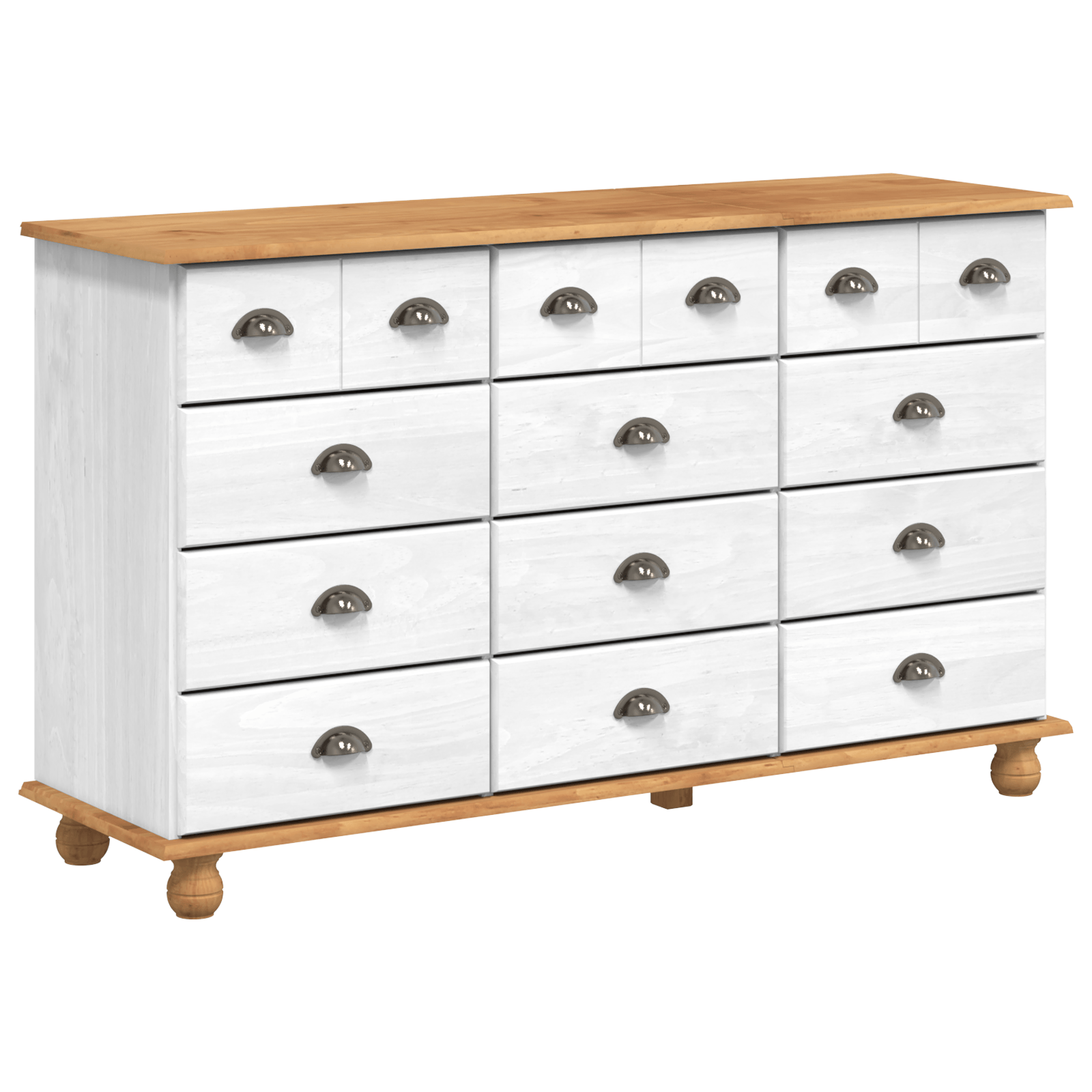 Comoda cu sertare "ASKIM" Alb 79x40x133.5 cm Lemn masiv Pin — imaginea 2