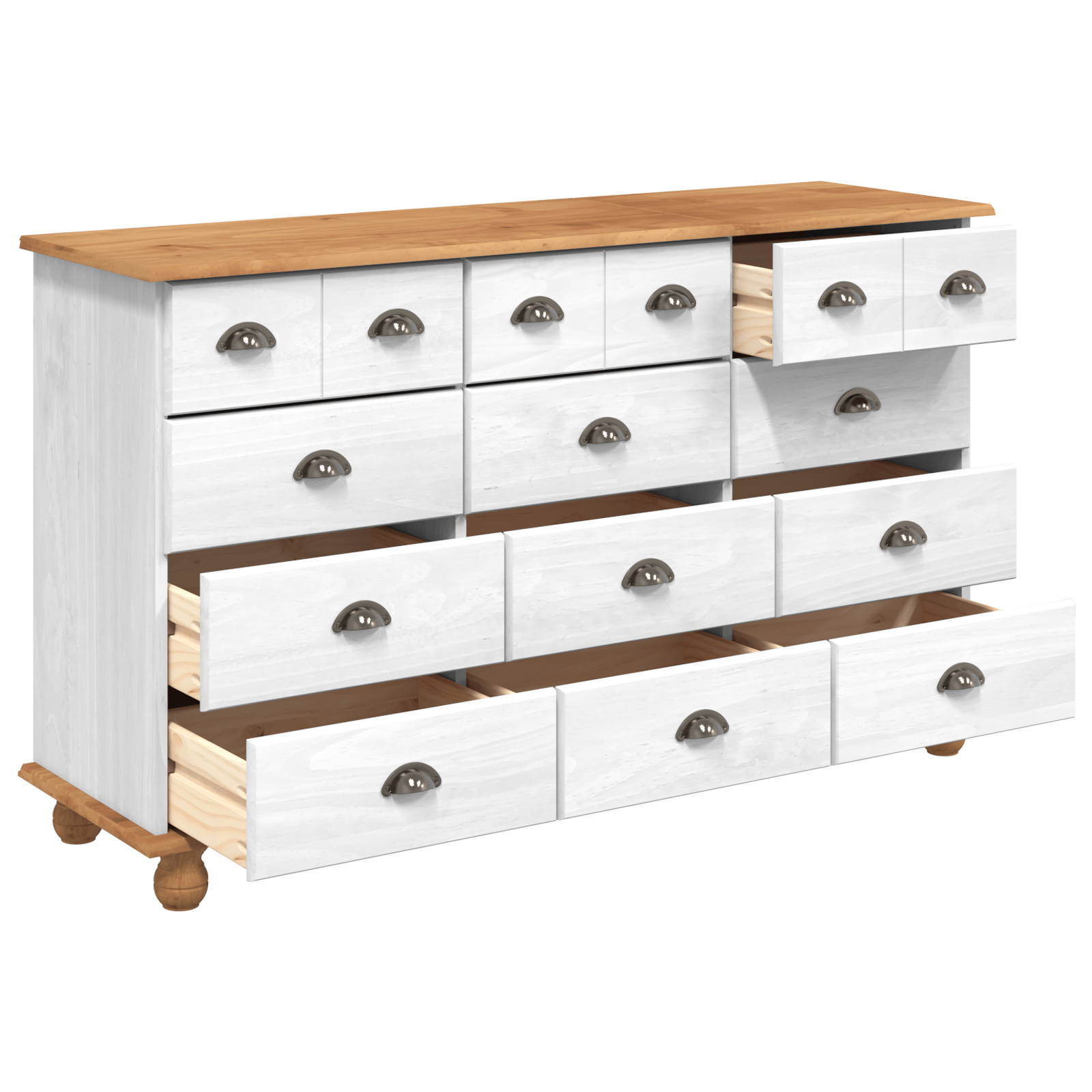 Comoda cu sertare "ASKIM" Alb 79x40x133.5 cm Lemn masiv Pin — imaginea 5