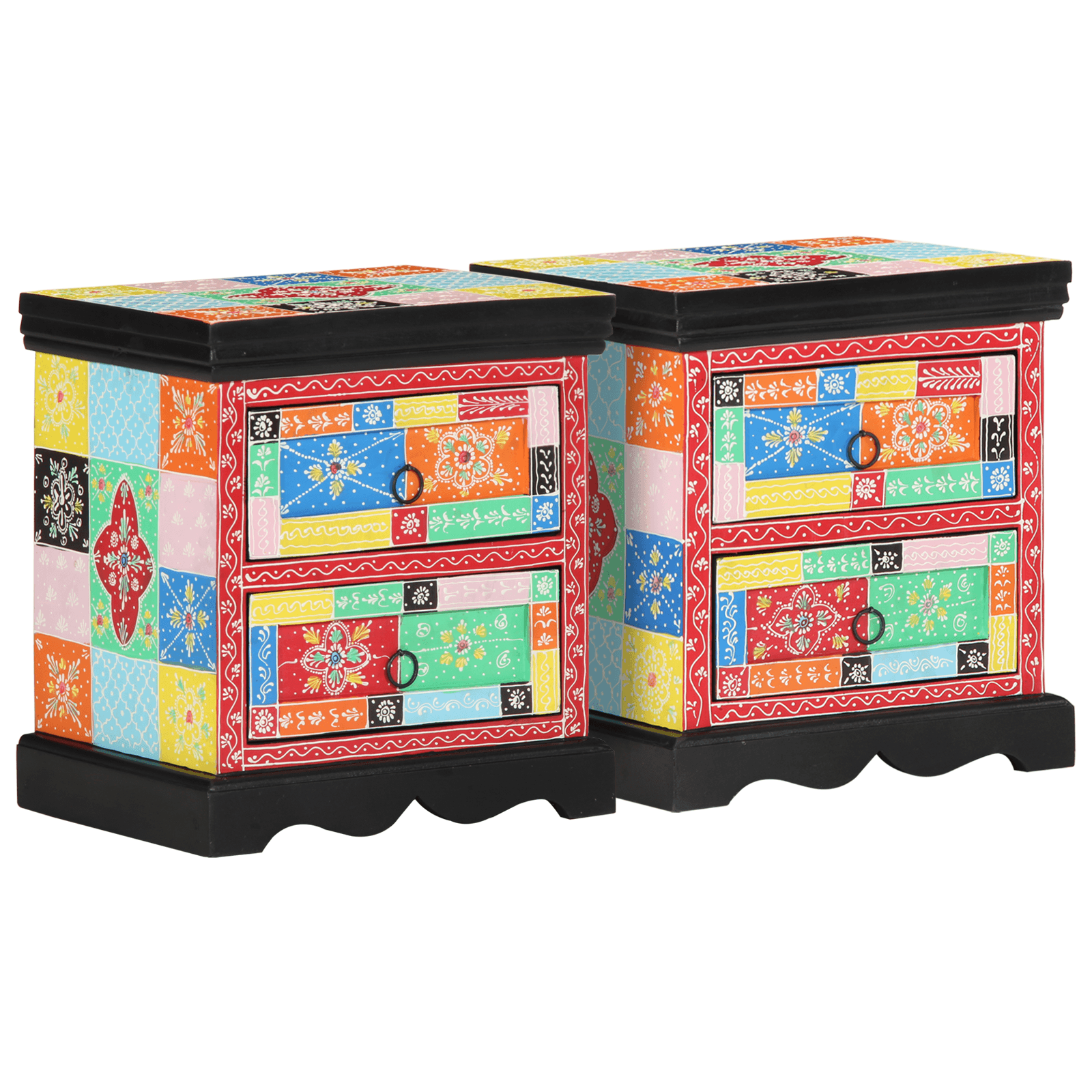 Noptiere, 2 buc., multicolor, 40x35x45 cm, lemn prelucrat — imaginea 8