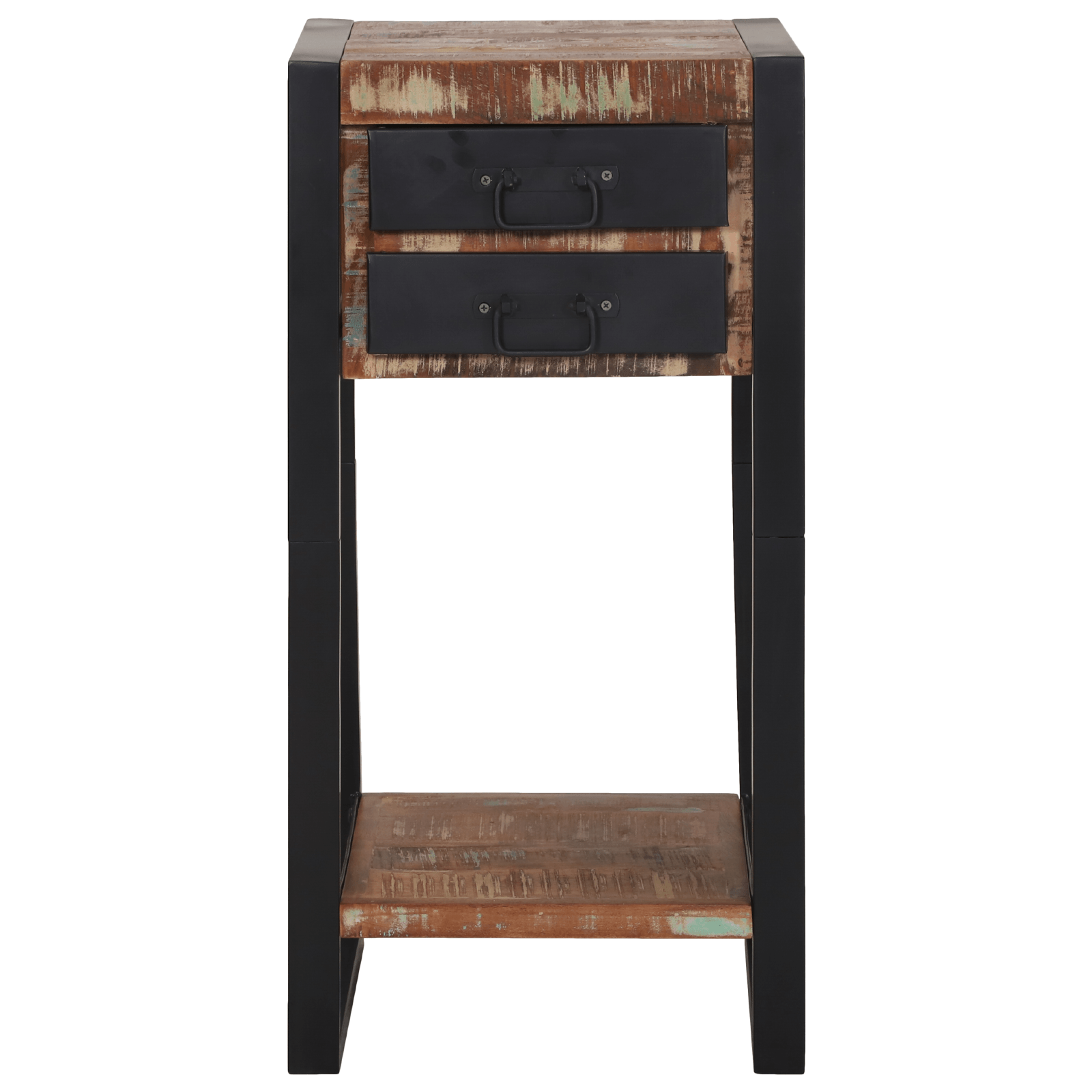 Masa de colt Multicolor 40x40x80 cm Lemn solid recuperat — imaginea 5