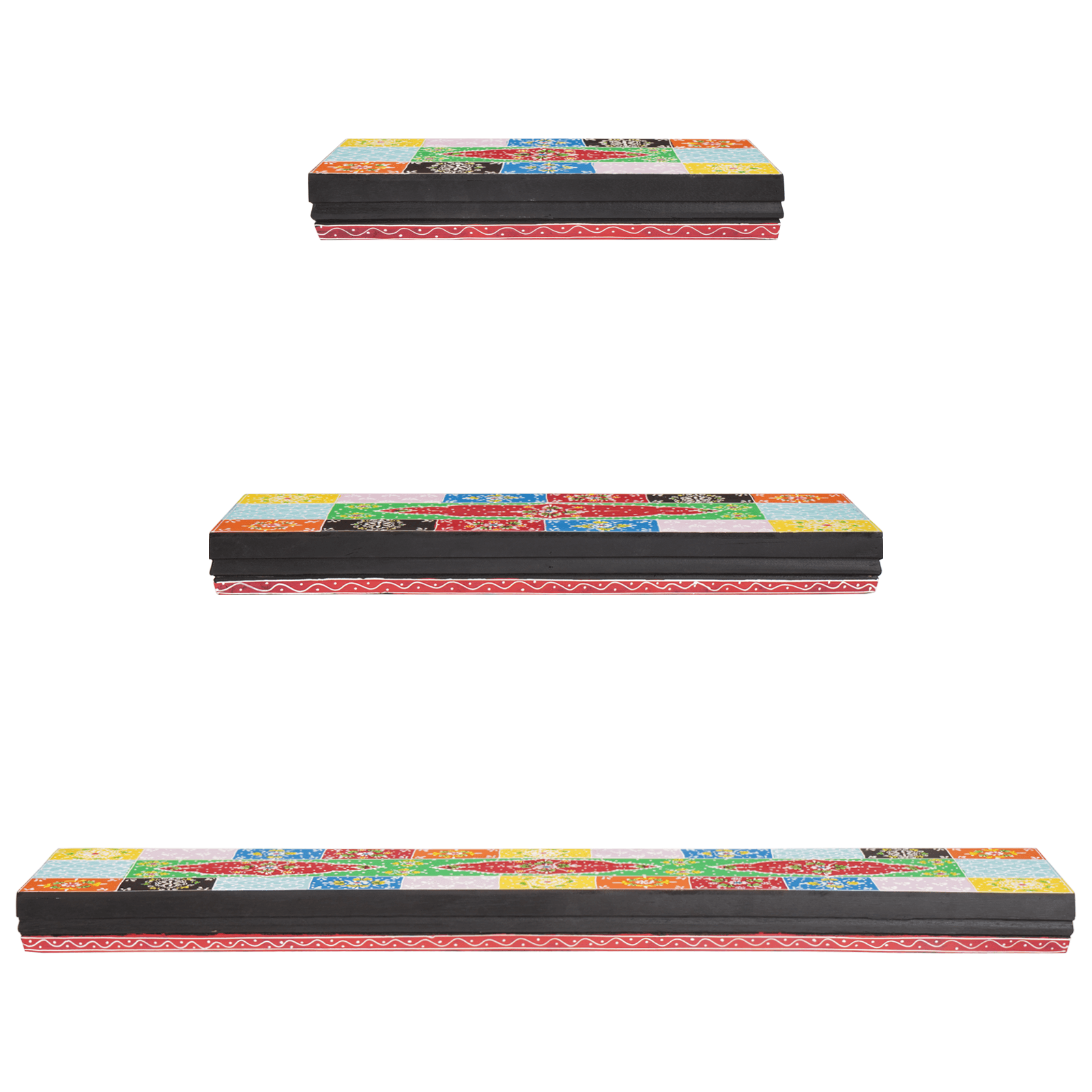 Set de 3 rafturi montate pe perete 100x20x6 cm din lemn de mango — imaginea 4