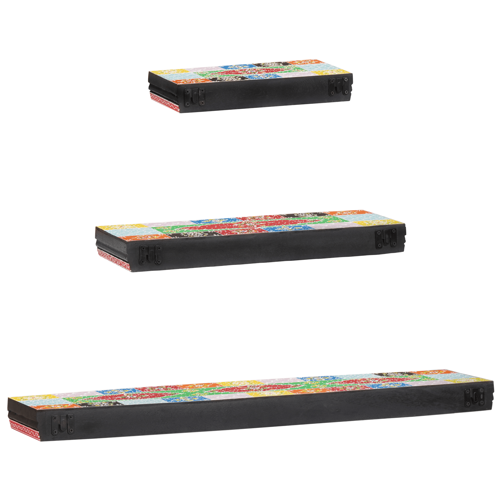 Set de 3 rafturi montate pe perete 100x20x6 cm din lemn de mango — imaginea 6