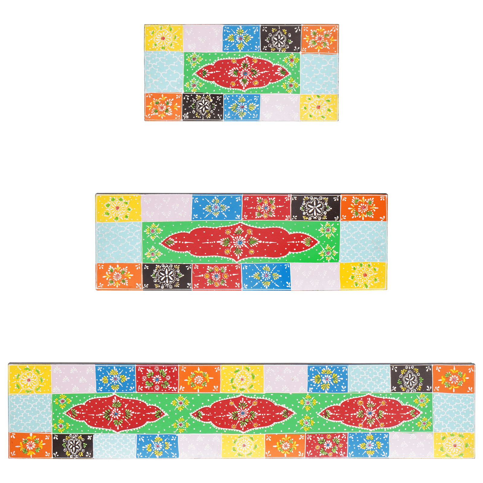 Set de 3 rafturi montate pe perete 100x20x6 cm din lemn de mango — imaginea 7