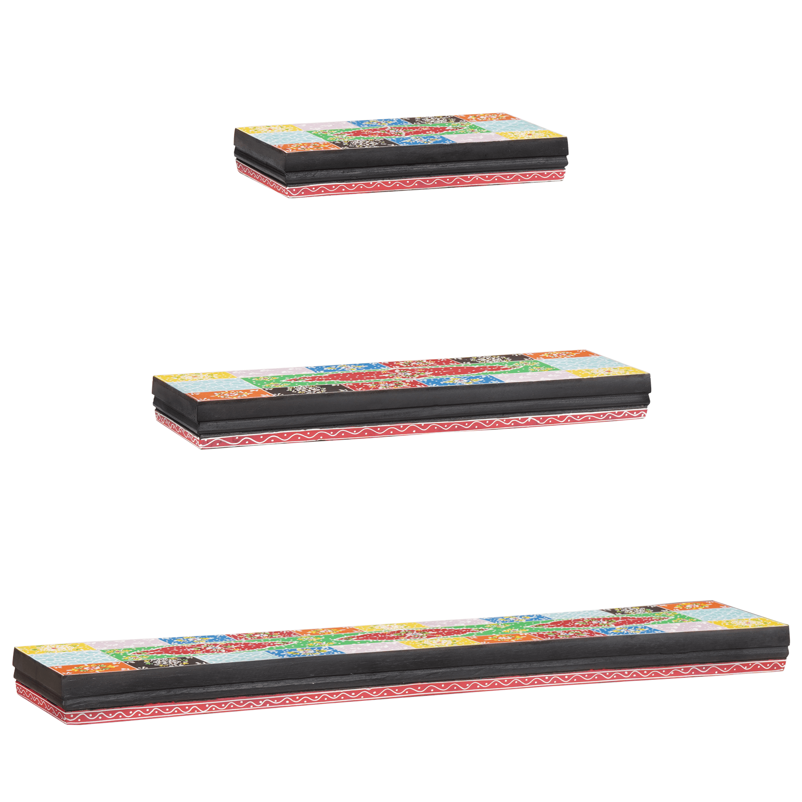 Set de 3 rafturi montate pe perete 100x20x6 cm din lemn de mango — imaginea 8