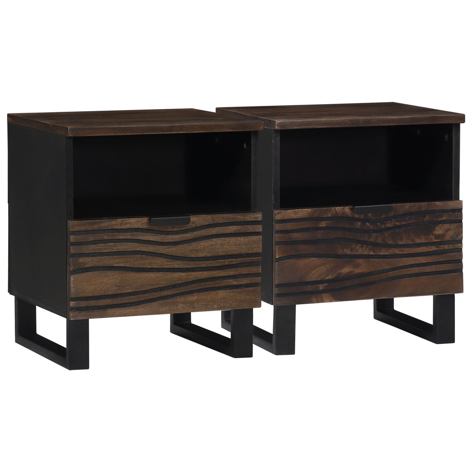 Mobilier noptiera 2 buc 40x33x46 cm Lemn solid de Nuc