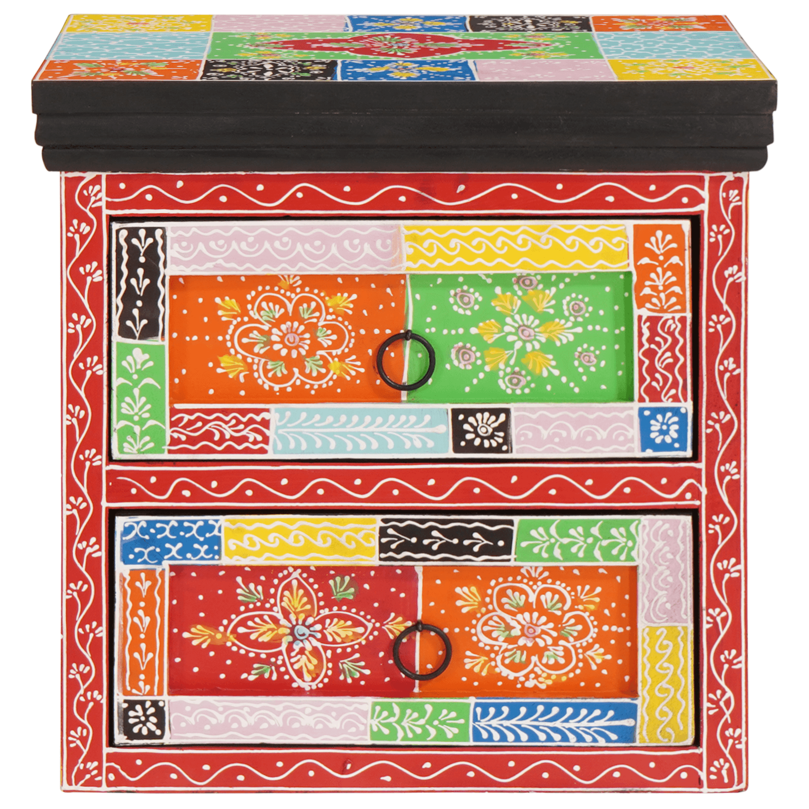 Noptiera Multicolor 40x30x40 cm Lemn Solid Mango — imaginea 2
