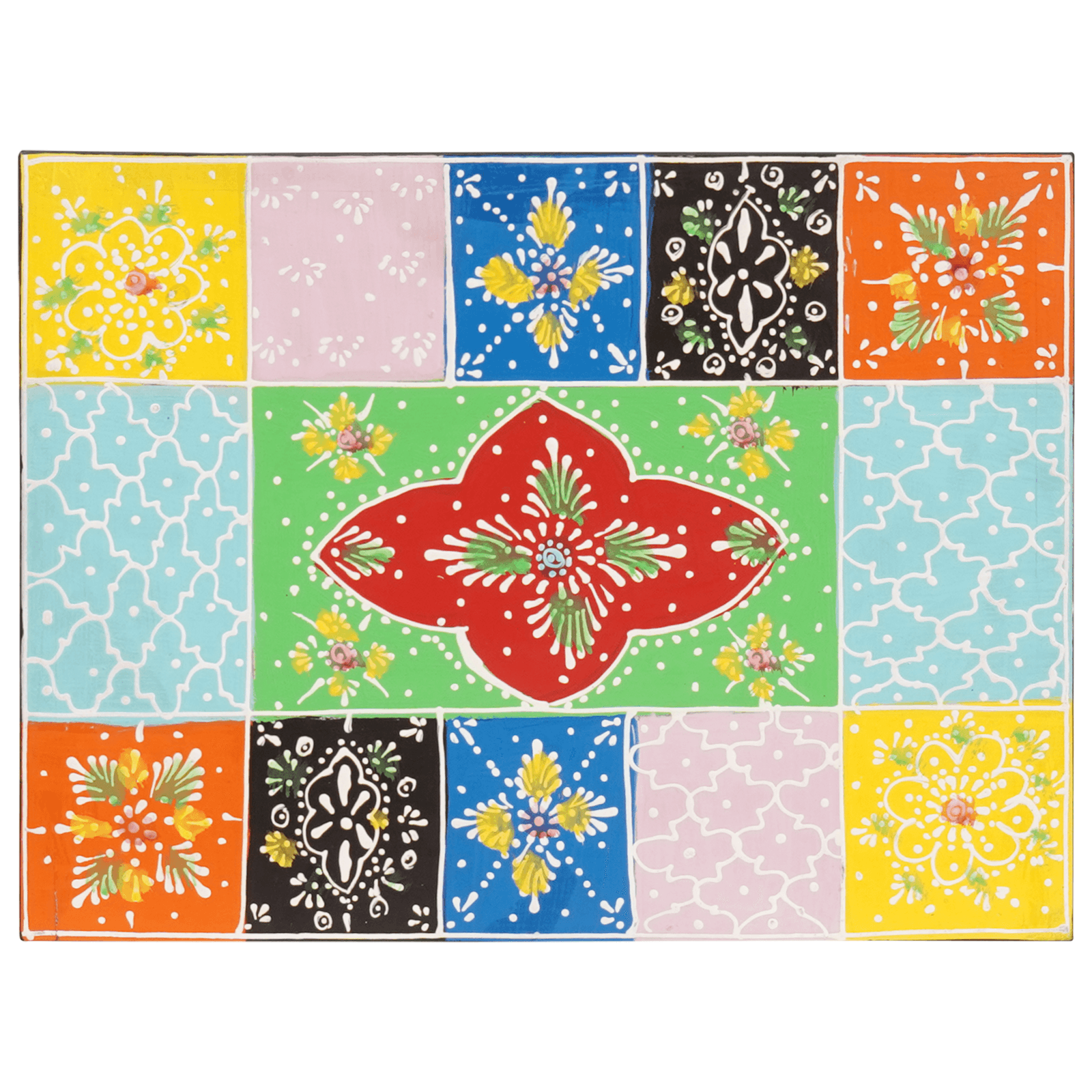 Noptiera Multicolor 40x30x40 cm Lemn Solid Mango — imaginea 5