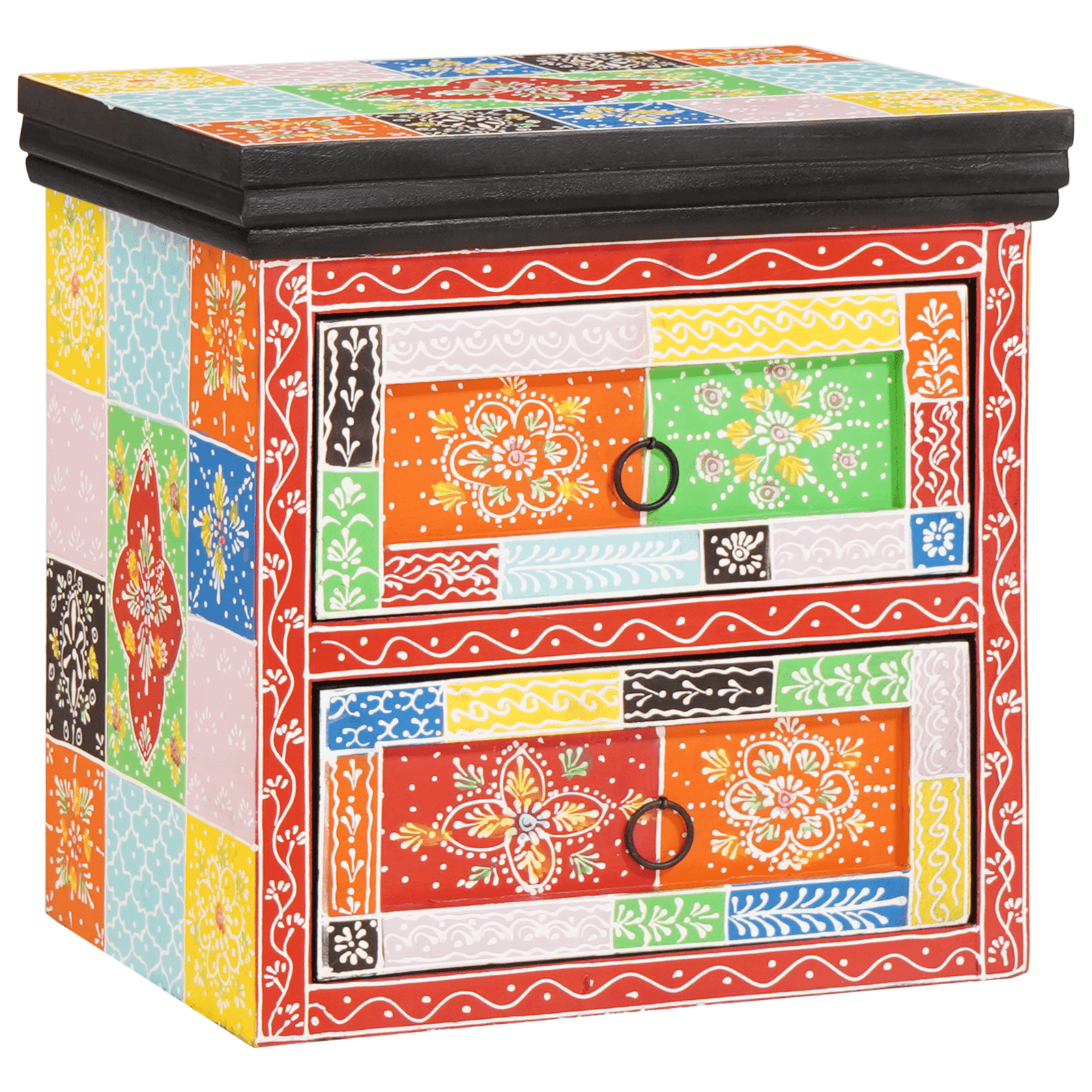 Noptiera Multicolor 40x30x40 cm Lemn Solid Mango — imaginea 6