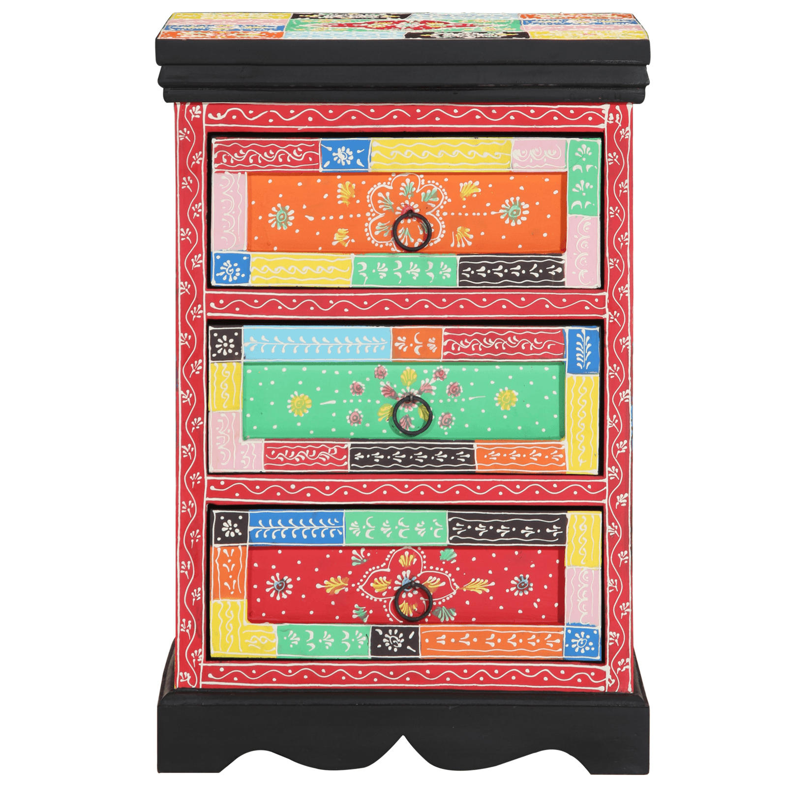 Dulap cu sertar, multicolor, 40x40x60 cm, lemn masiv mango — imaginea 2