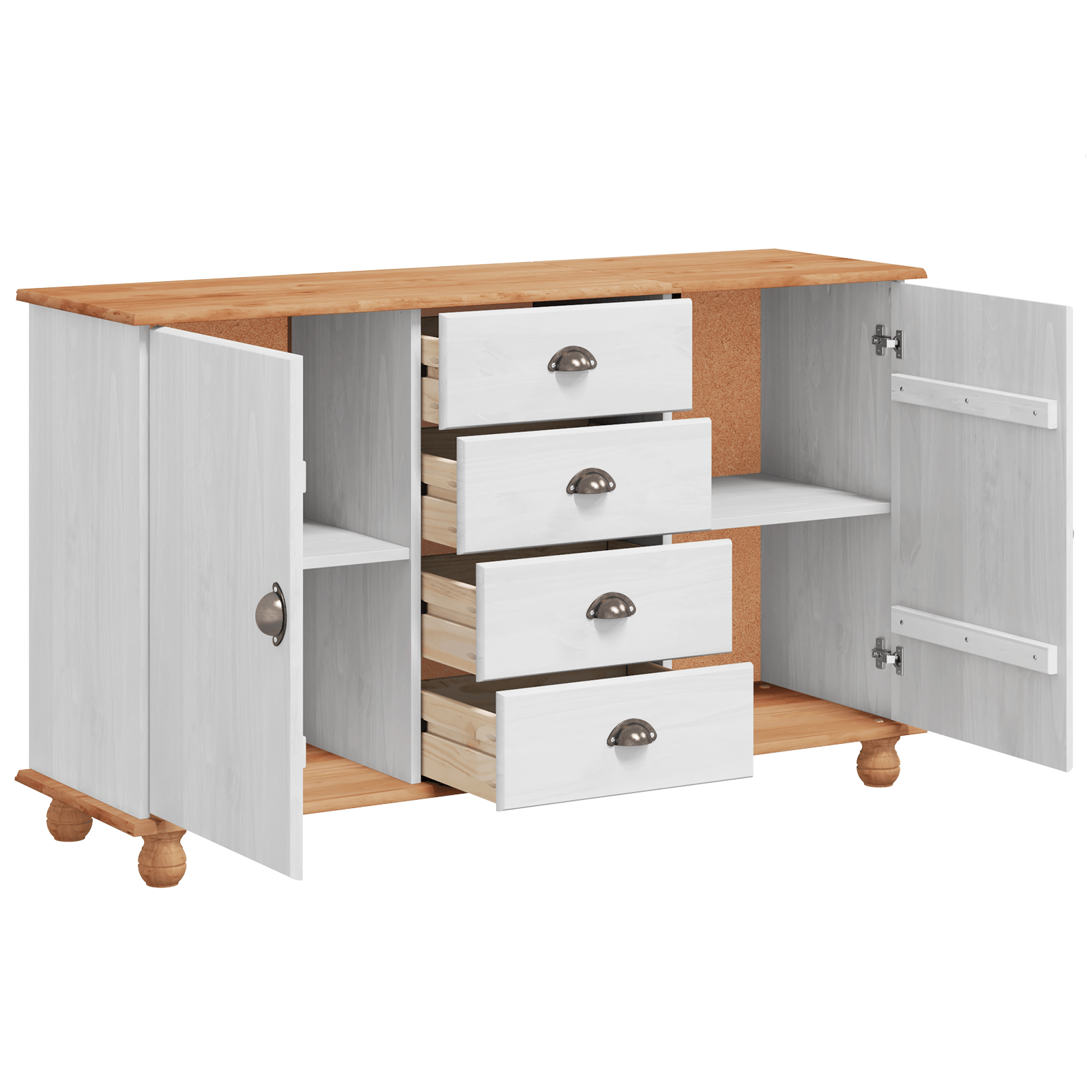 Sideboard 'ASKIM'Alb 133.5x40x79 cm Lemn Solid de Pin — imaginea 5