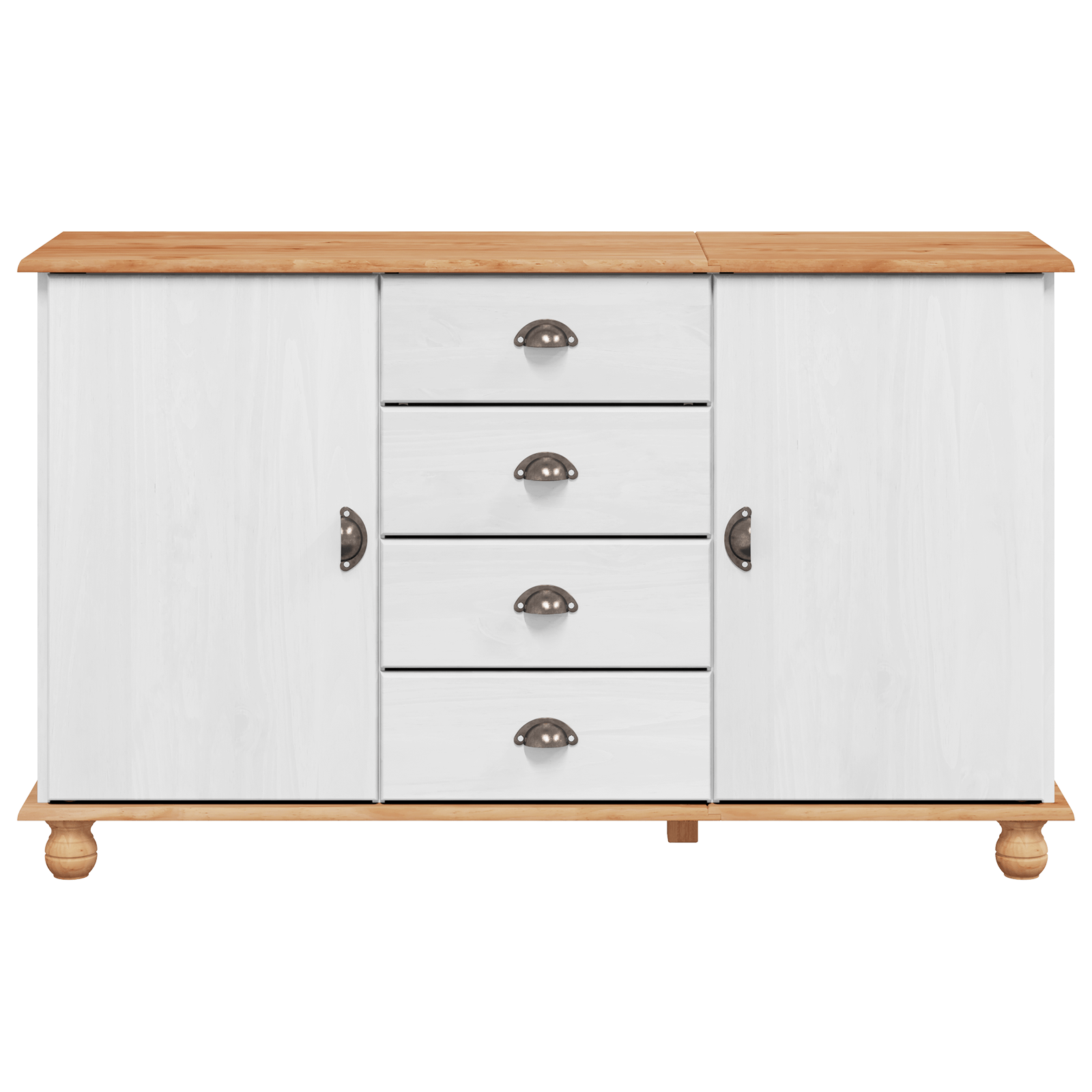 Sideboard 'ASKIM'Alb 133.5x40x79 cm Lemn Solid de Pin — imaginea 6