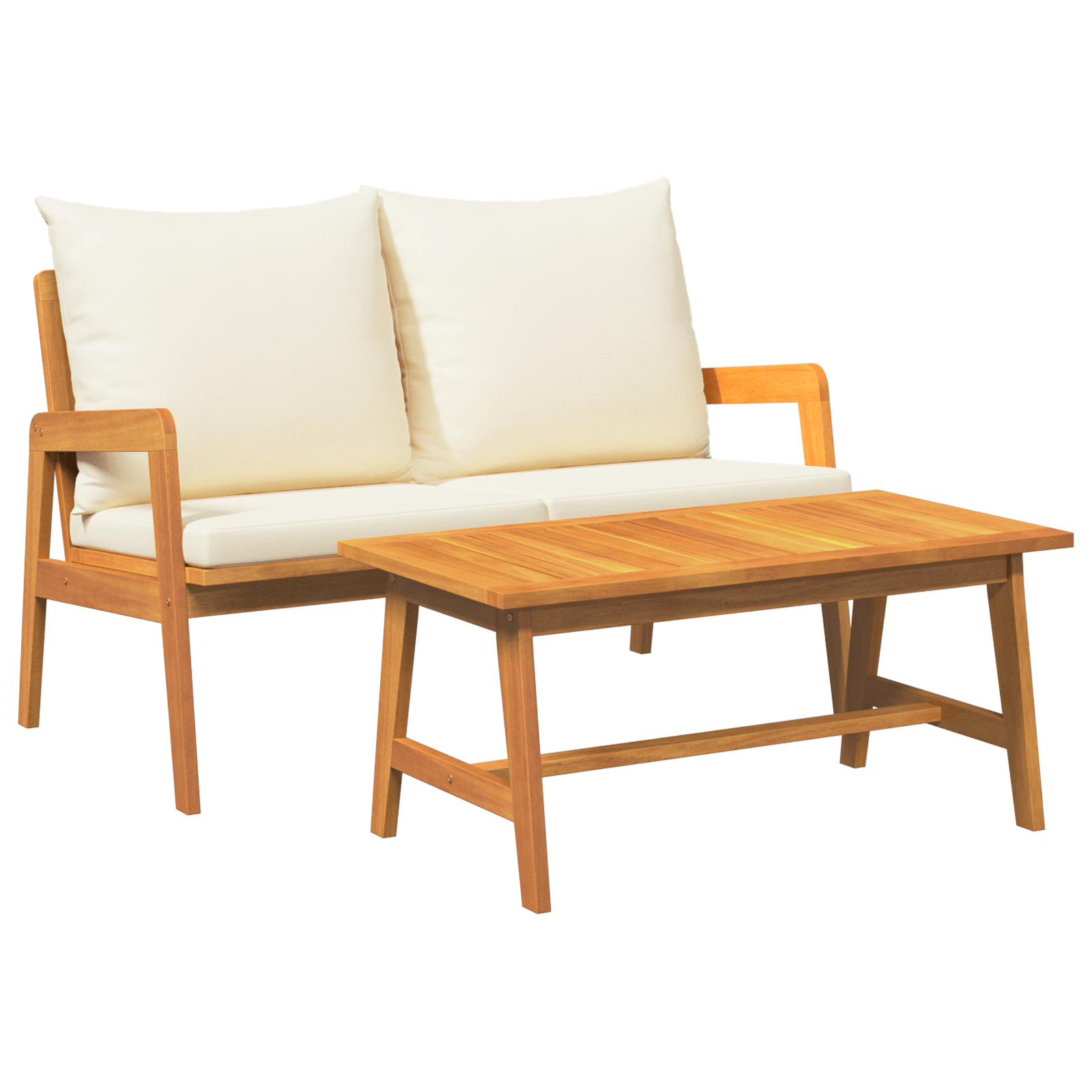 Set bistro, 2 piese, cu perne, lemn masiv de acacia — imaginea 6