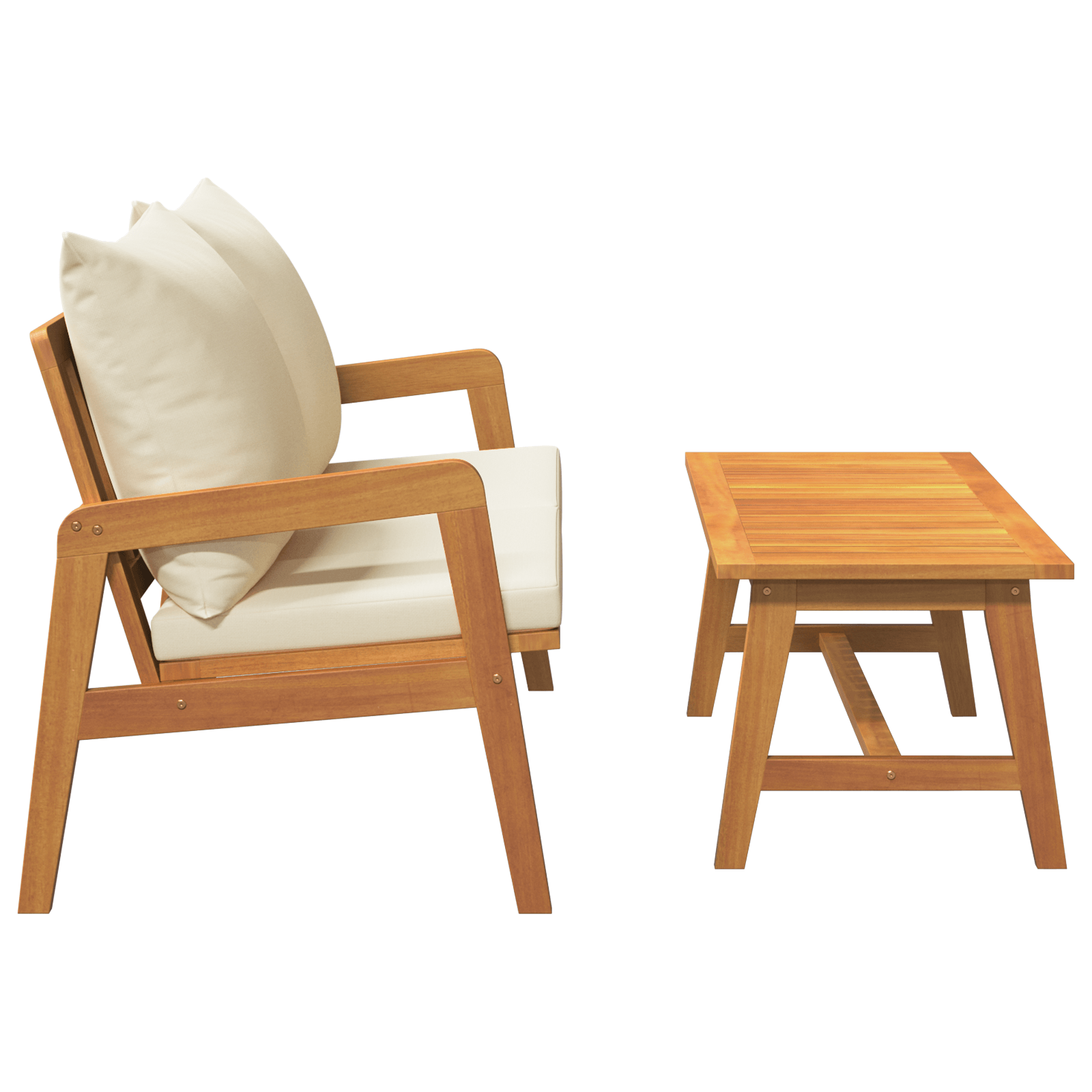 Set bistro, 2 piese, cu perne, lemn masiv de acacia — imaginea 9