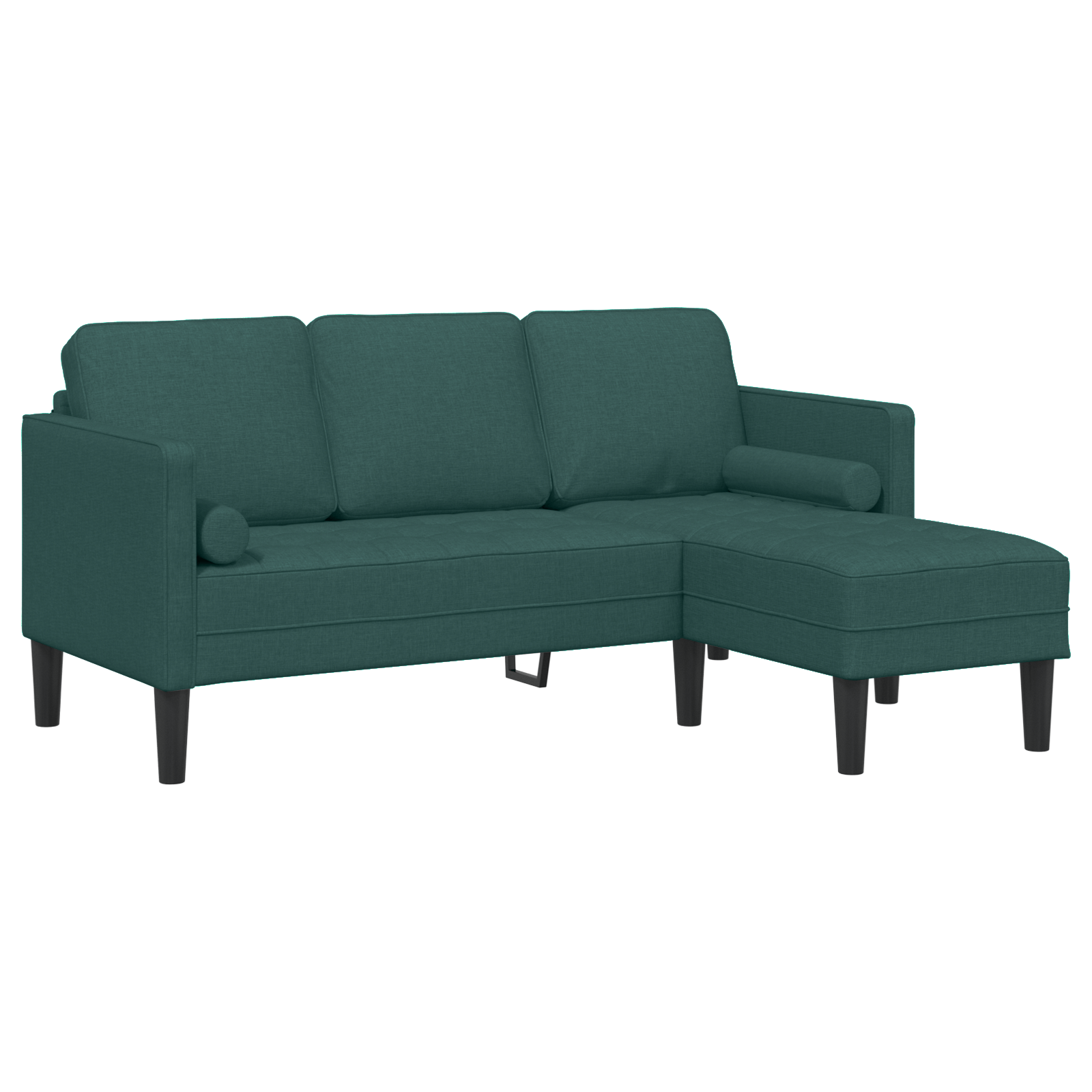 Canapea forma L, 3 locuri, verde inchis, 160 cm, textil — imaginea 2