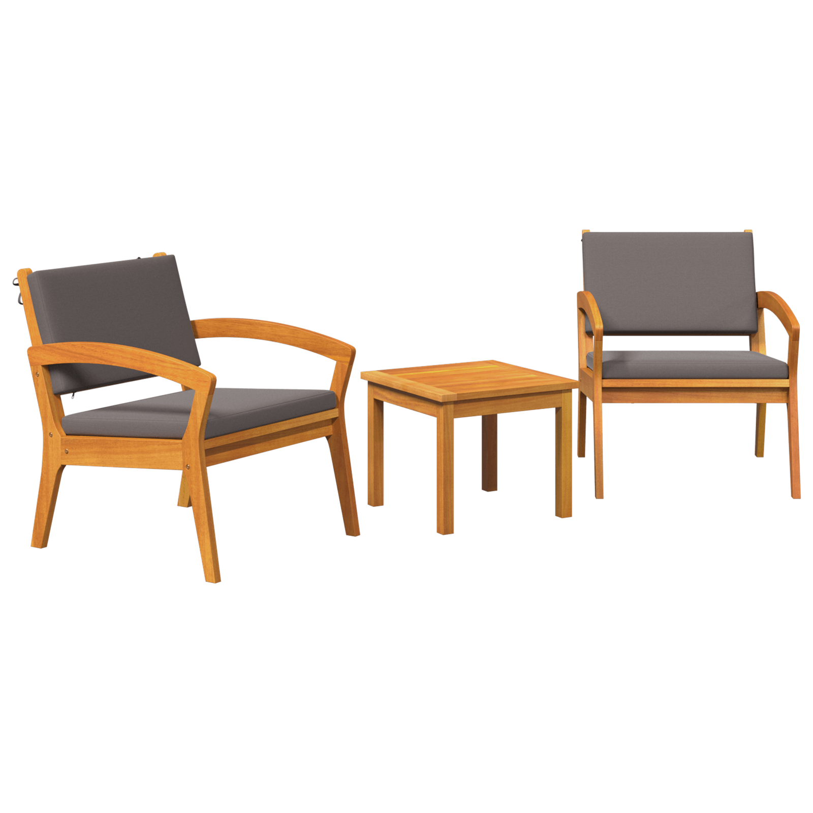 Set Bistro cu 3 Piese cu Perne, din Lemn Masiv de Acacia — imaginea 2
