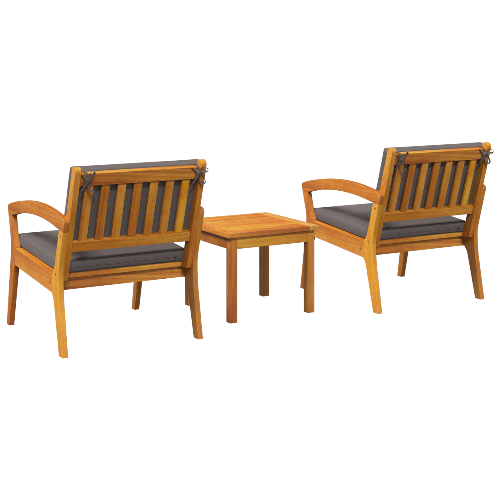 Set Bistro cu 3 Piese cu Perne, din Lemn Masiv de Acacia — imaginea 8