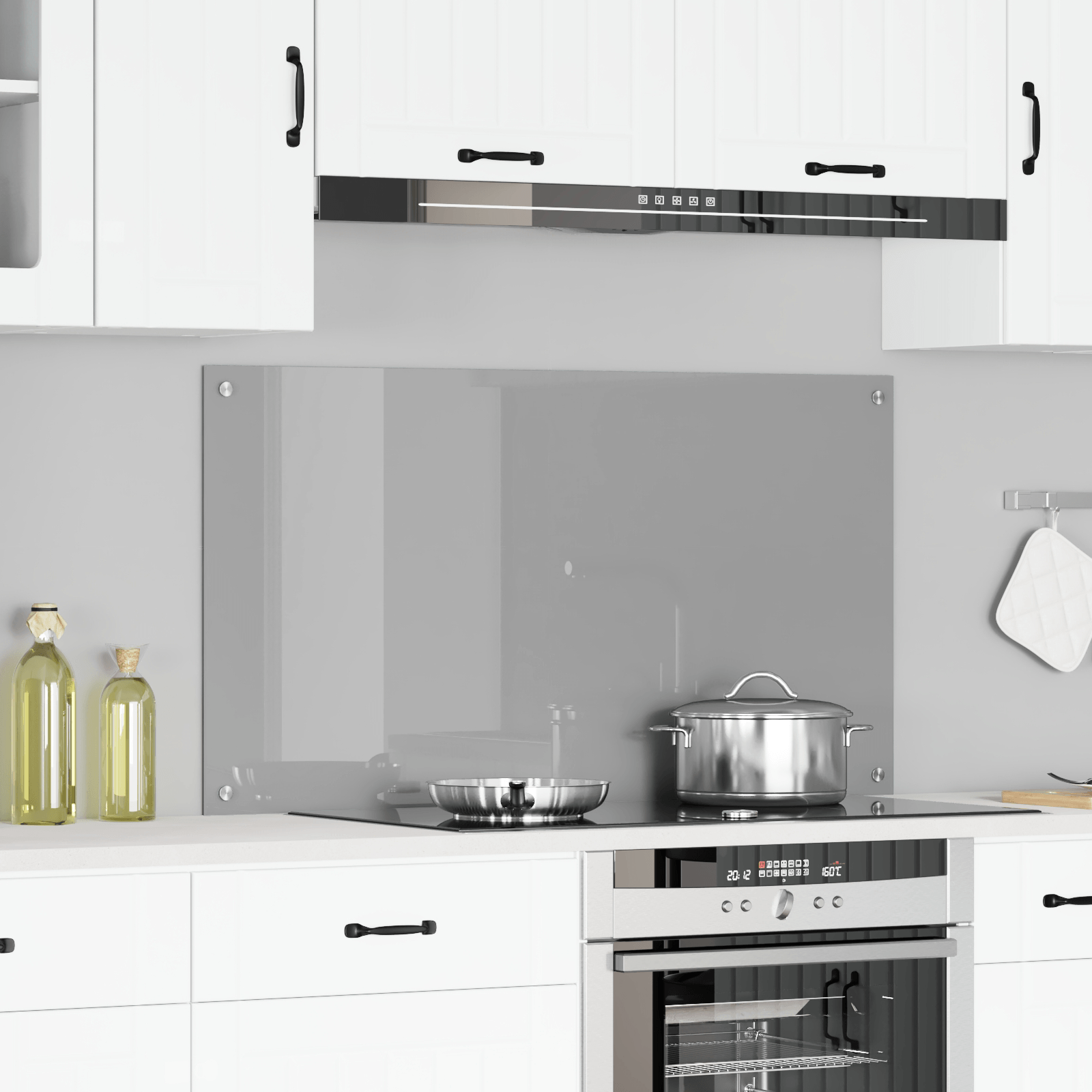 Contrablat bucatarie gri deschis 110x60x0.6cm sticla securizata