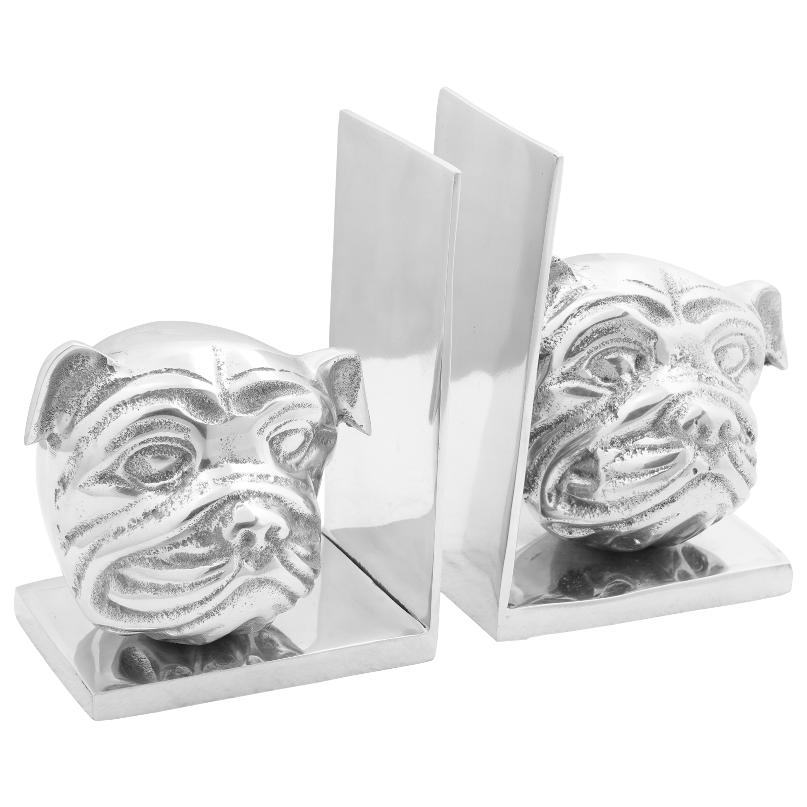 Suporturi carti 2 buc., argintiu, 8x12x16,5 cm, aluminiu, caine — imaginea 2