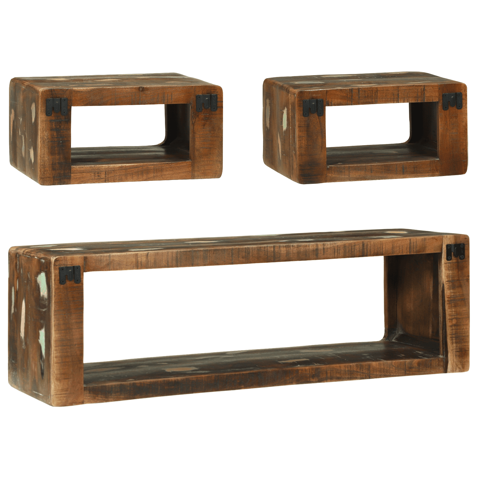 Set cabinet TV 3 piese Multicolor Lemn masiv Reciclat — imaginea 6