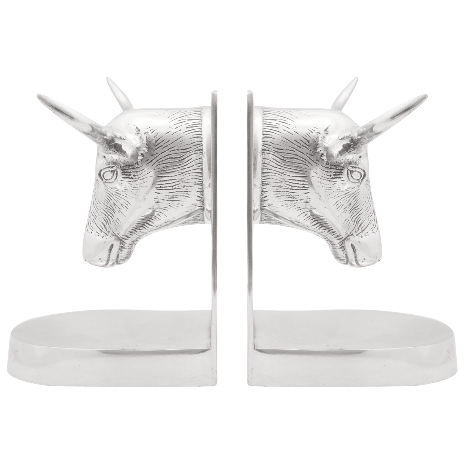 Suporturi carti 2 buc., argintiu, 21,5x15,5x20 cm, aluminiu, taur — imaginea 4