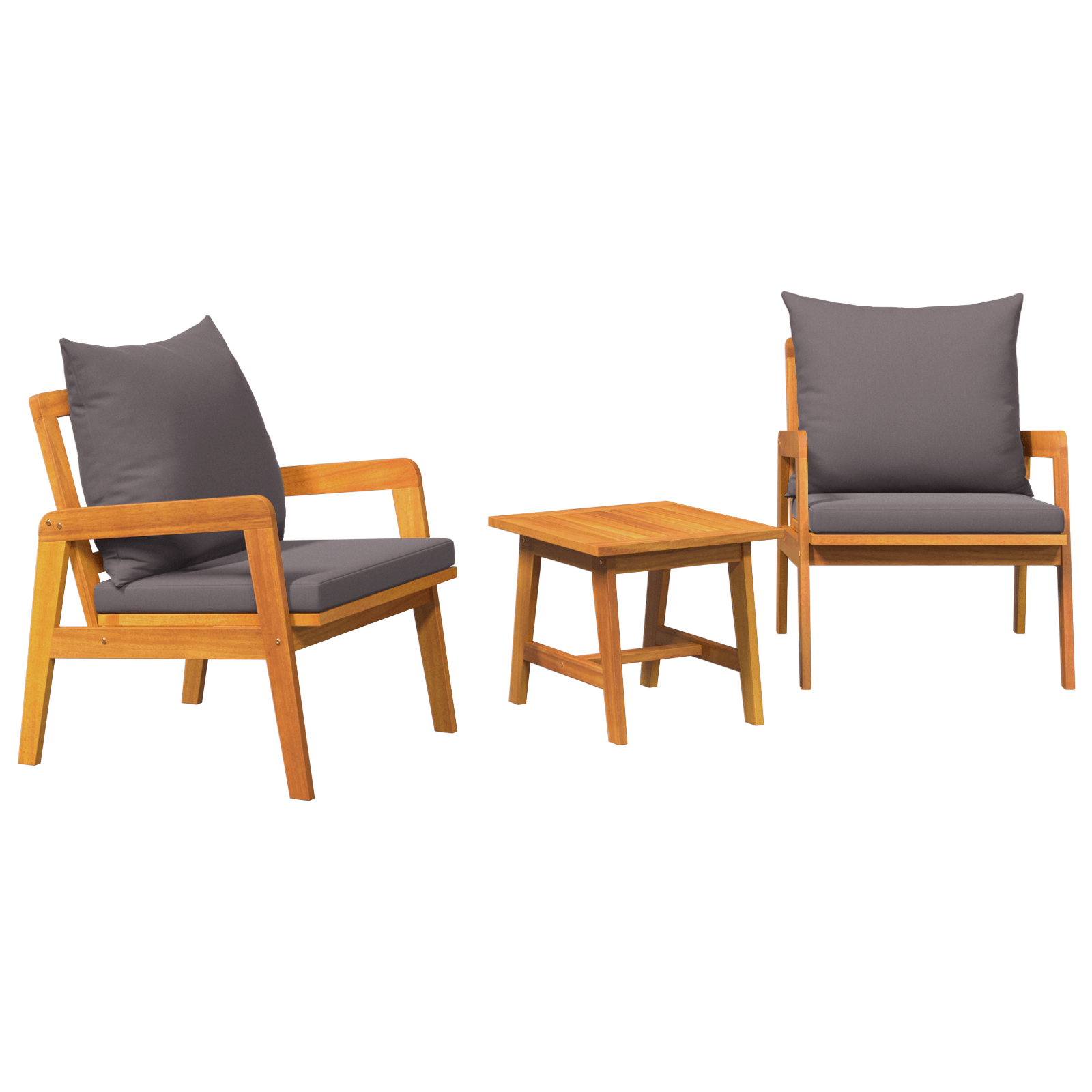 Set bistro, 3 piese, cu perne, lemn masiv de acacia — imaginea 2