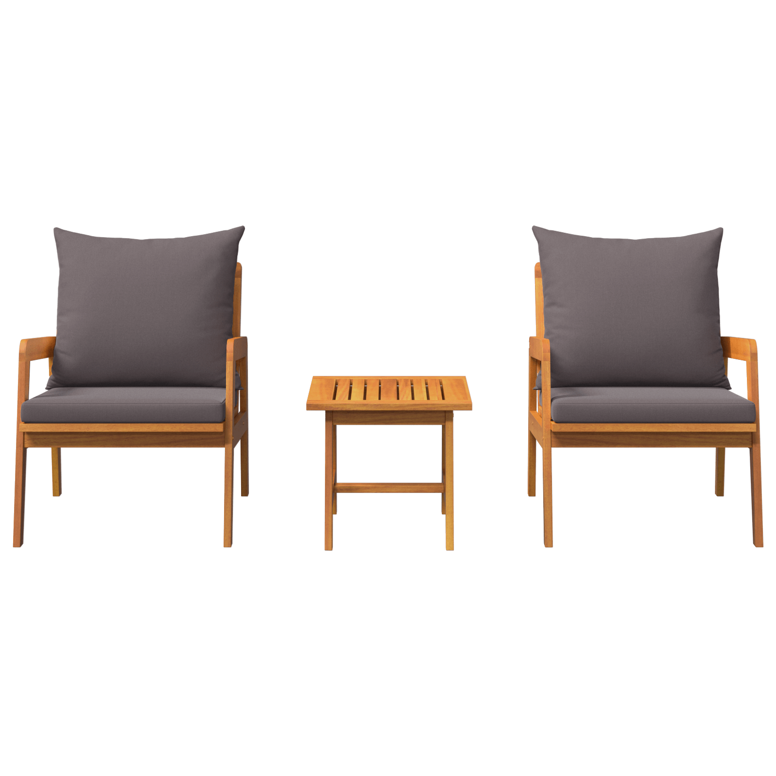 Set bistro, 3 piese, cu perne, lemn masiv de acacia — imaginea 7