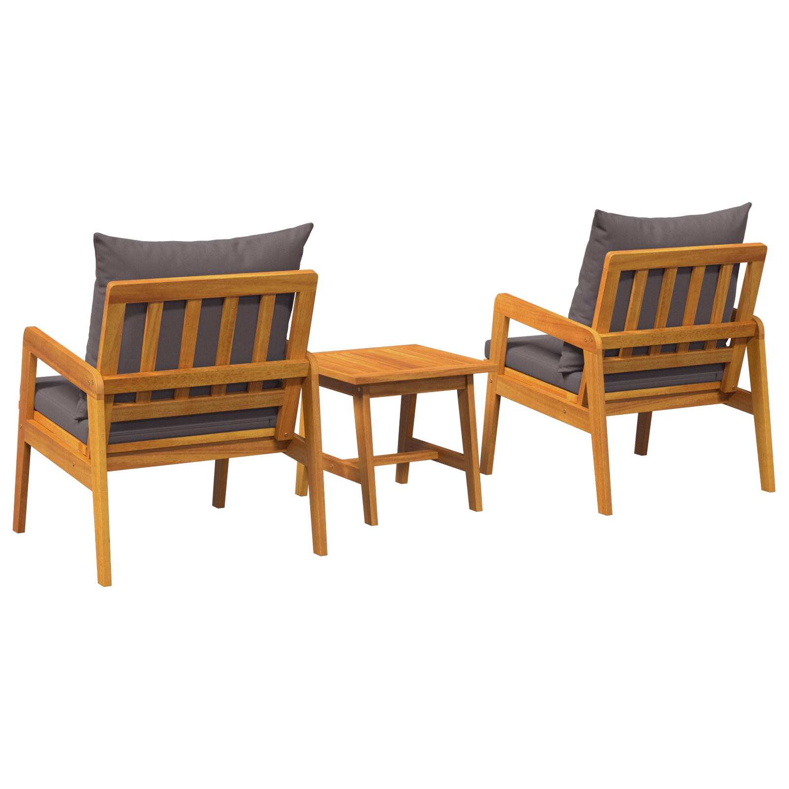Set bistro, 3 piese, cu perne, lemn masiv de acacia — imaginea 8
