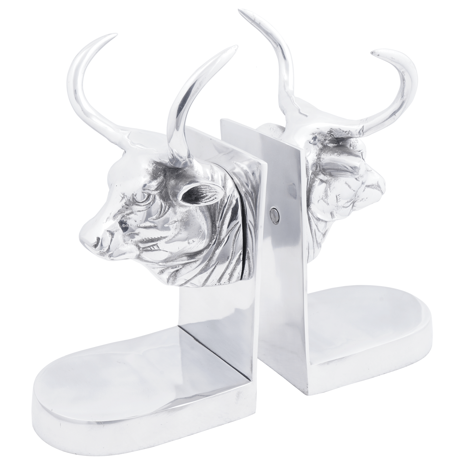 Suporturi carti 2 buc., argintiu, 17x15x27 cm, aluminiu, taur — imaginea 2