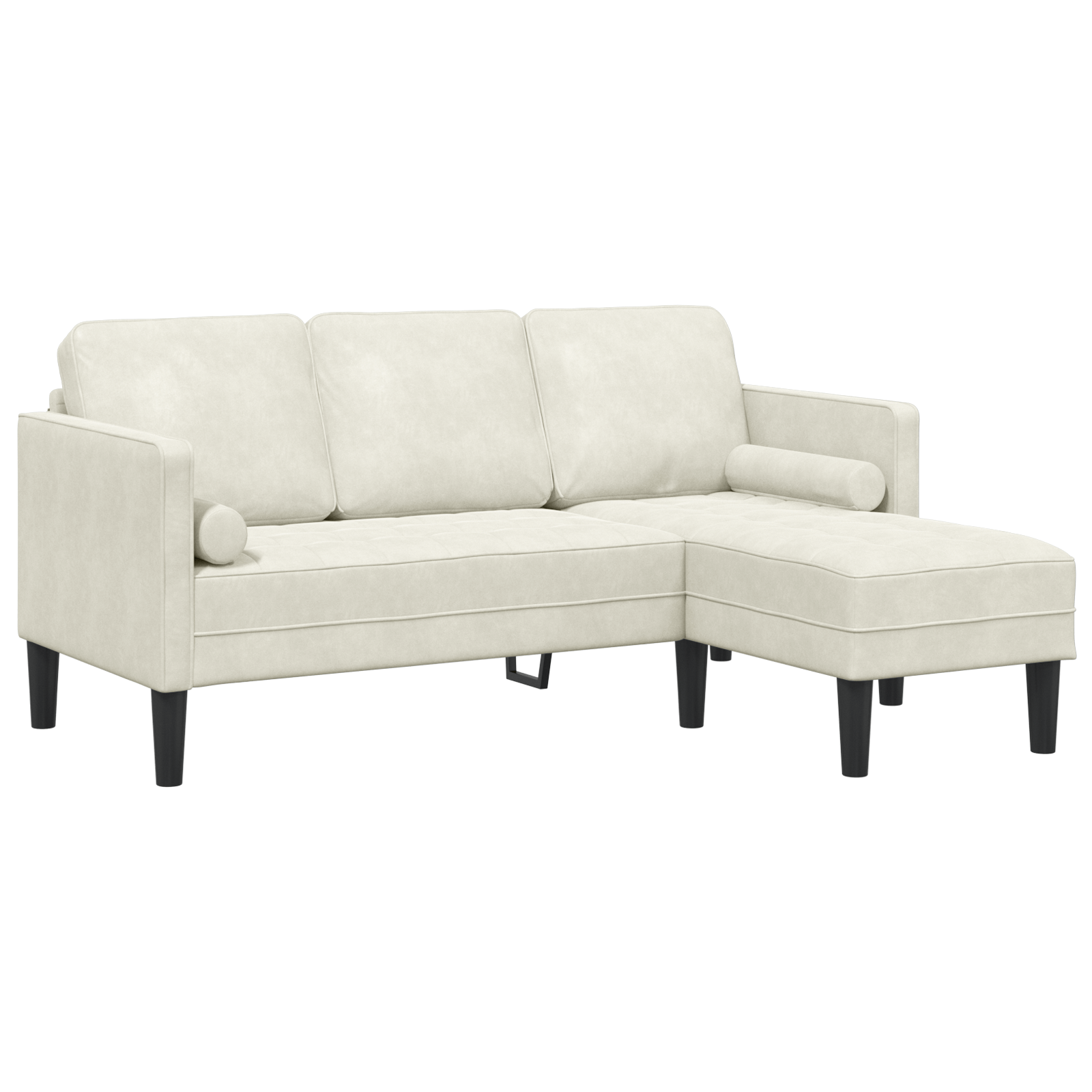 Canapea L Crem 173x131x67 cm Catifea — imaginea 2