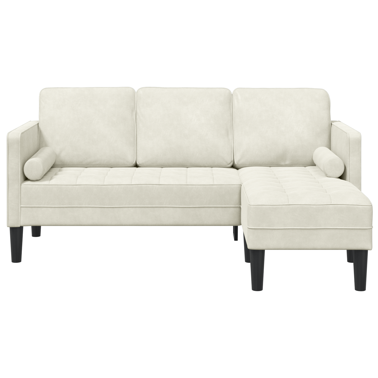 Canapea L Crem 173x131x67 cm Catifea — imaginea 4