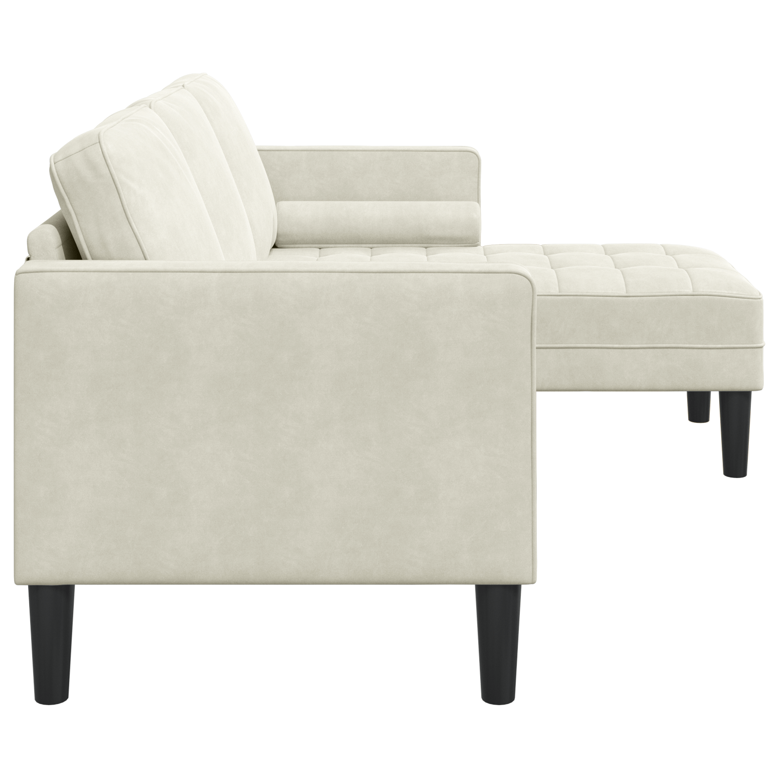 Canapea L Crem 173x131x67 cm Catifea — imaginea 5