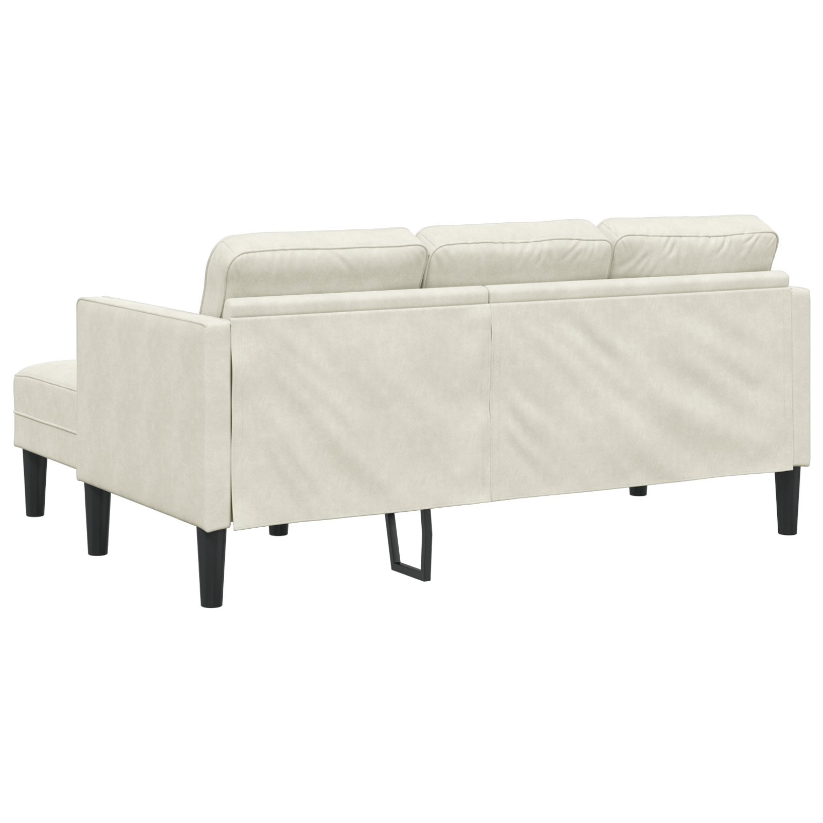 Canapea L Crem 173x131x67 cm Catifea — imaginea 6