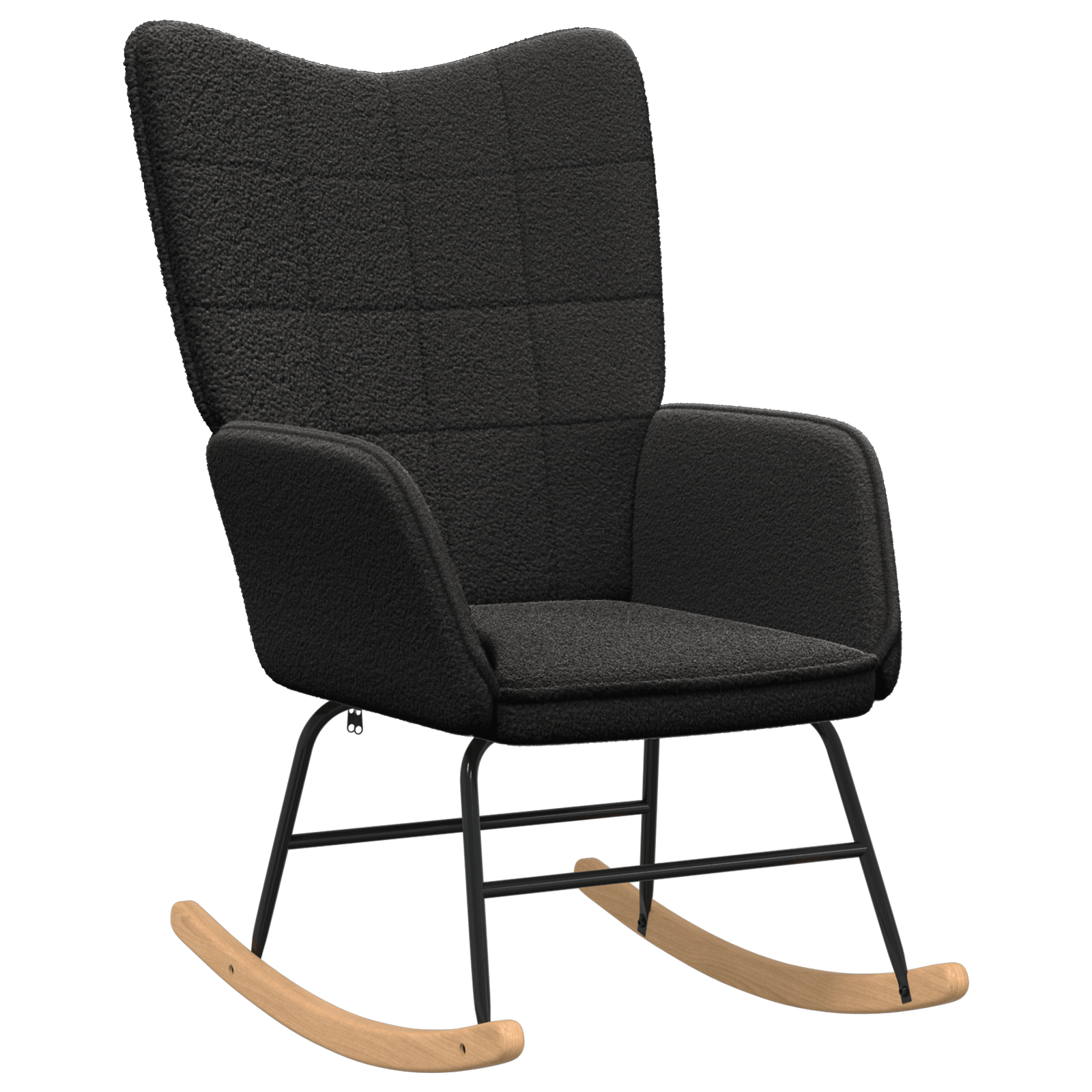 Fotoliu de relaxare, negru, material similar lana — imaginea 2