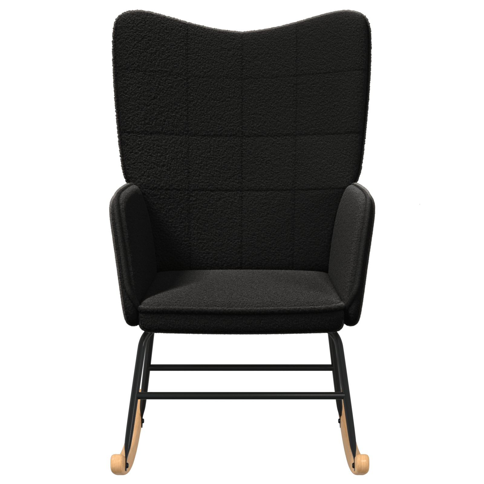 Fotoliu de relaxare, negru, material similar lana — imaginea 4