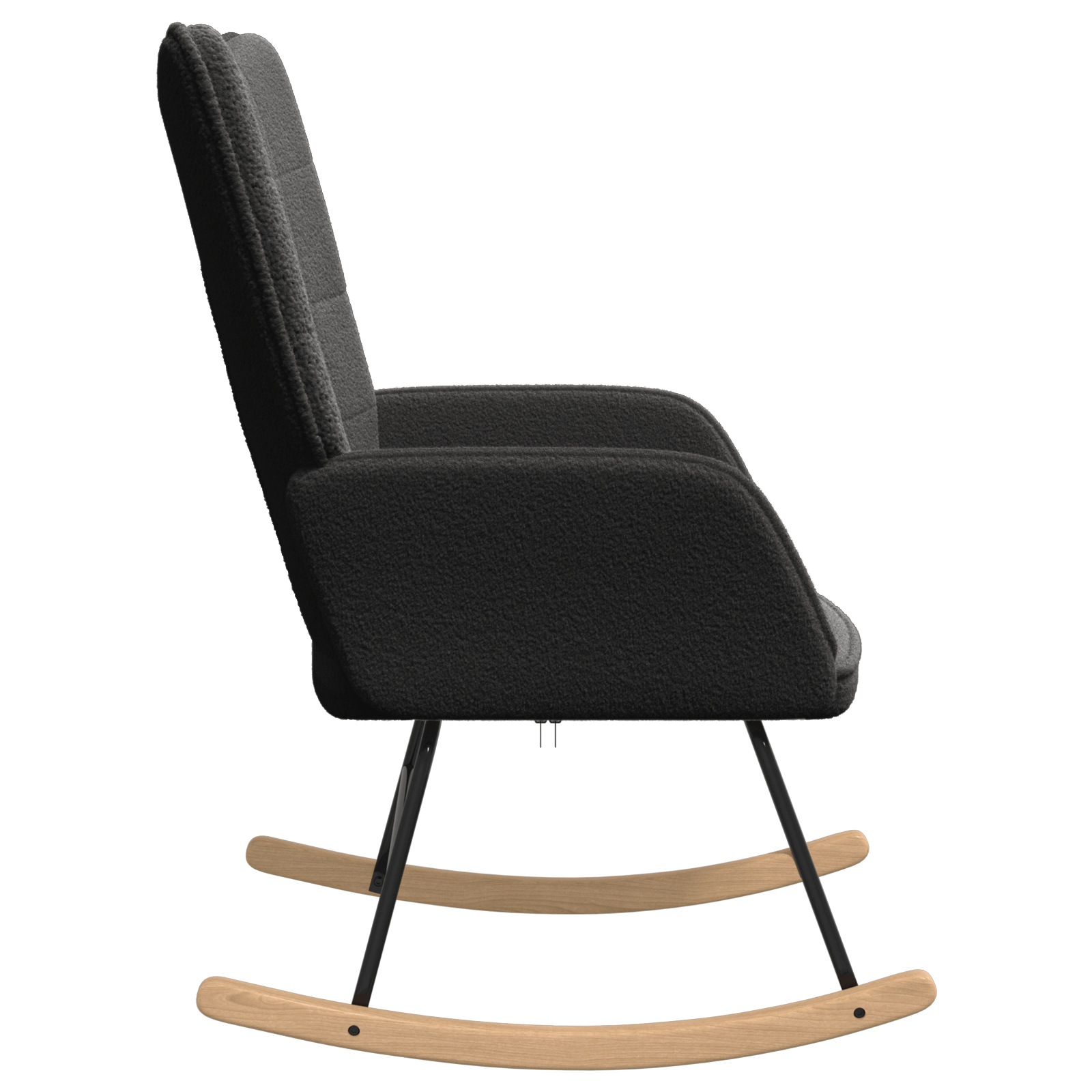 Fotoliu de relaxare, negru, material similar lana — imaginea 5