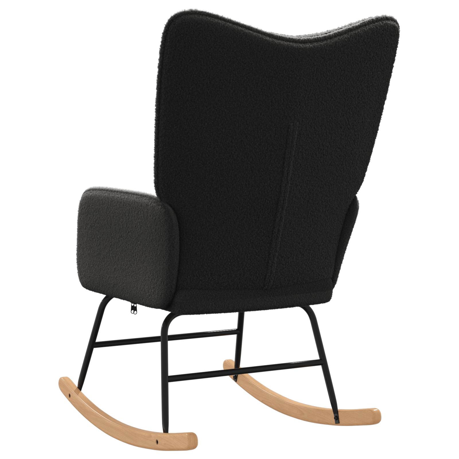 Fotoliu de relaxare, negru, material similar lana — imaginea 6