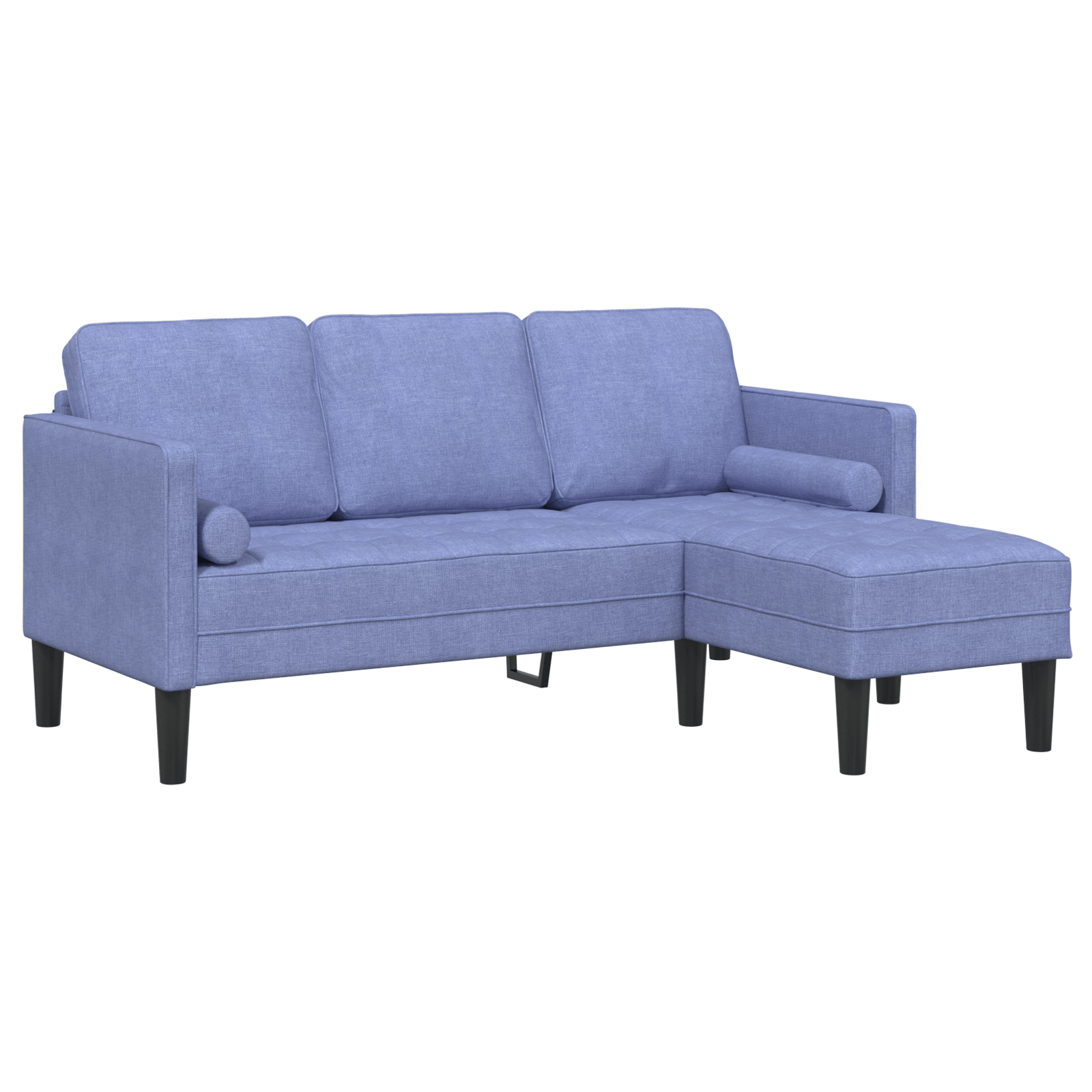 Canapea forma L, 3 locuri, albastru denim, 160 cm, textil — imaginea 2