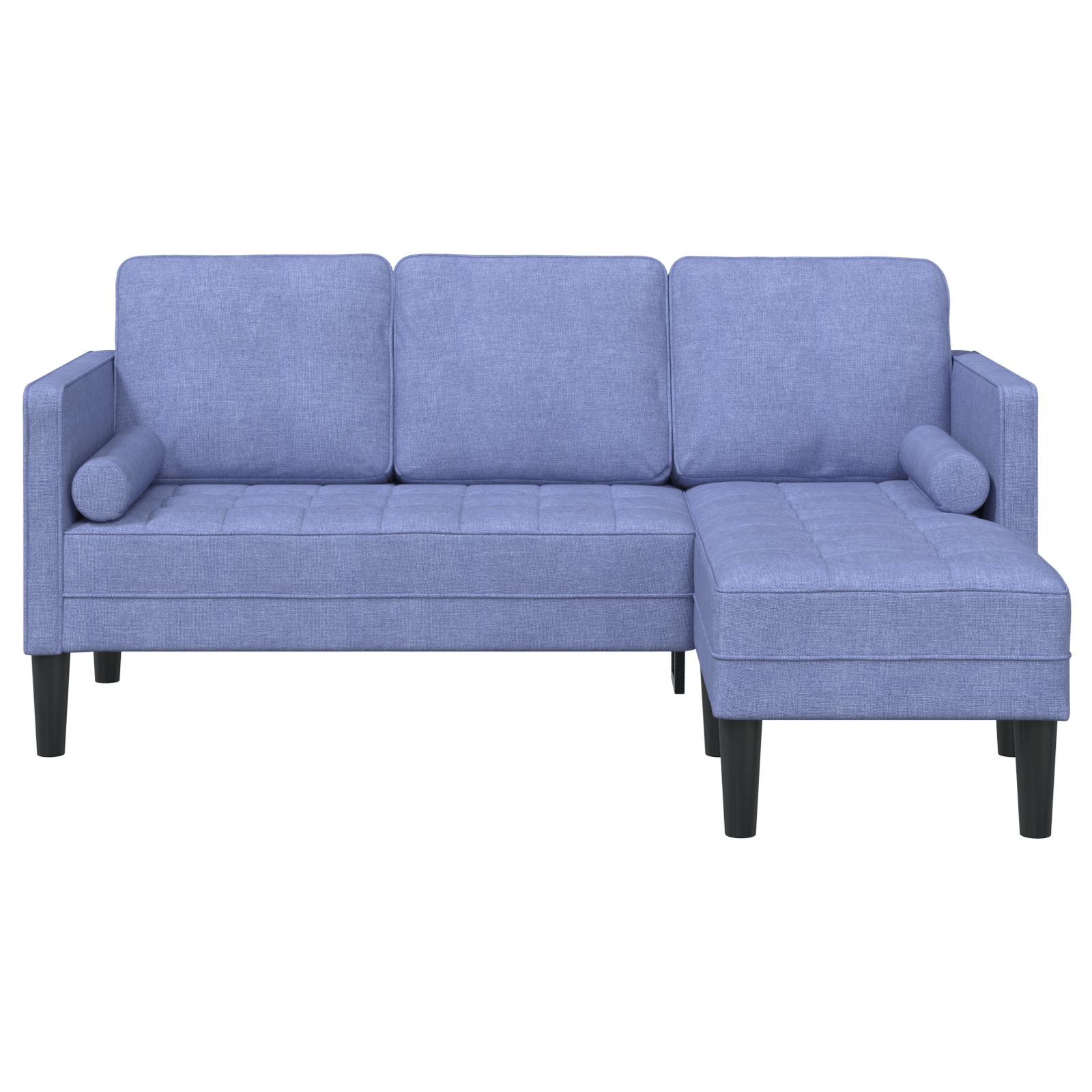 Canapea forma L, 3 locuri, albastru denim, 160 cm, textil — imaginea 5
