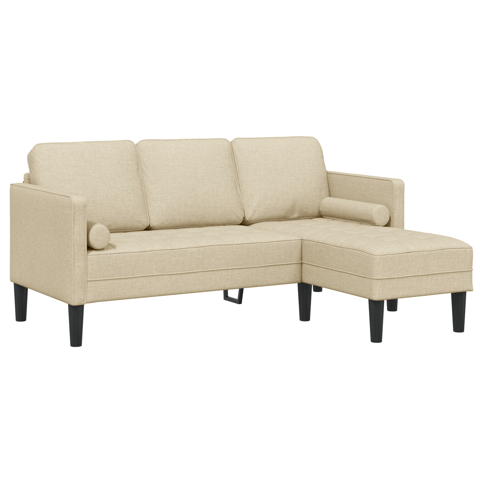 Canapea forma L, 3 locuri, crem, 160 cm, textil — imaginea 2