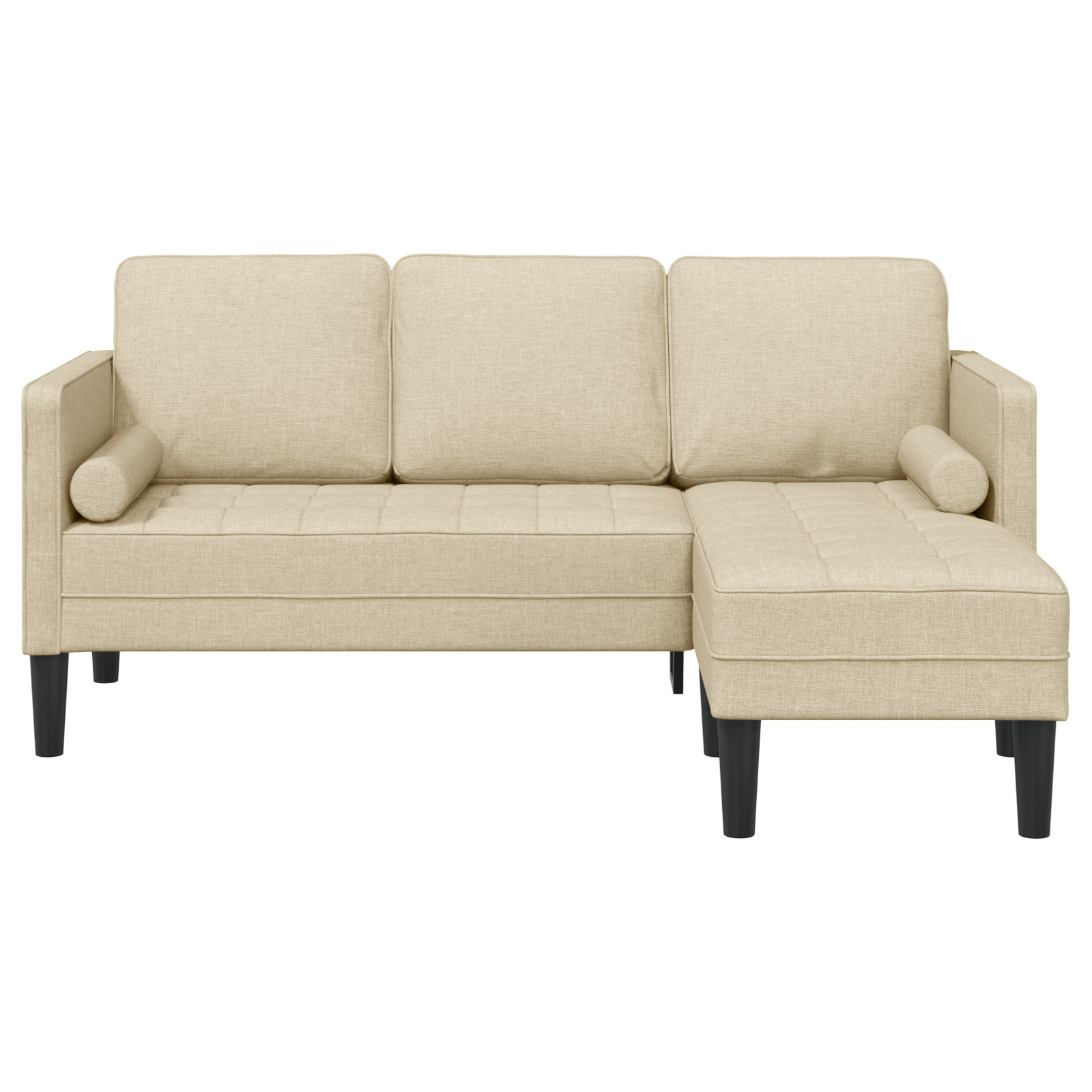 Canapea forma L, 3 locuri, crem, 160 cm, textil — imaginea 5