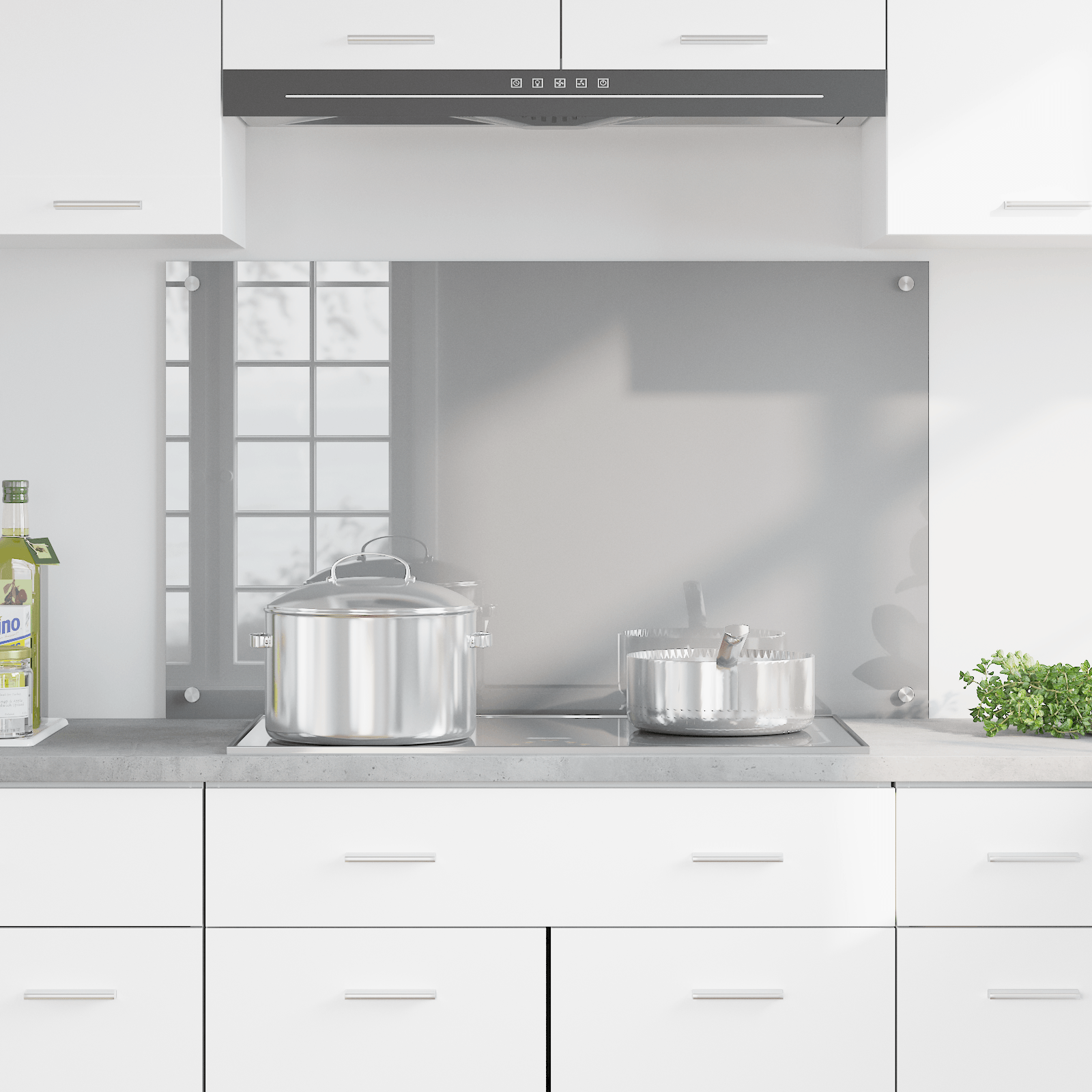Contrablat bucatarie gri deschis 100x60x0.6cm sticla securizata — imaginea 3