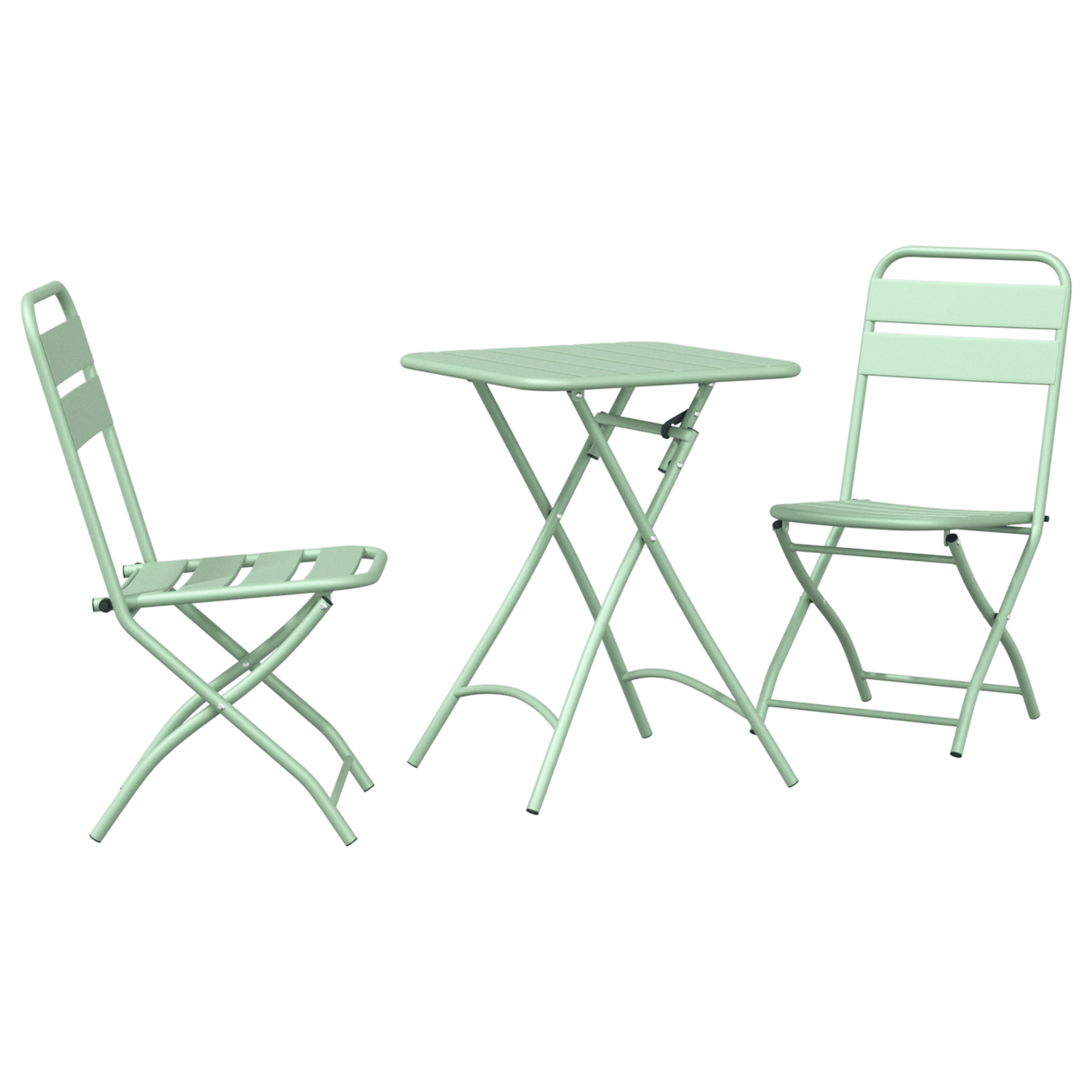 Set bistro pliabil, 3 piese, verde menta deschis, otel — imaginea 2