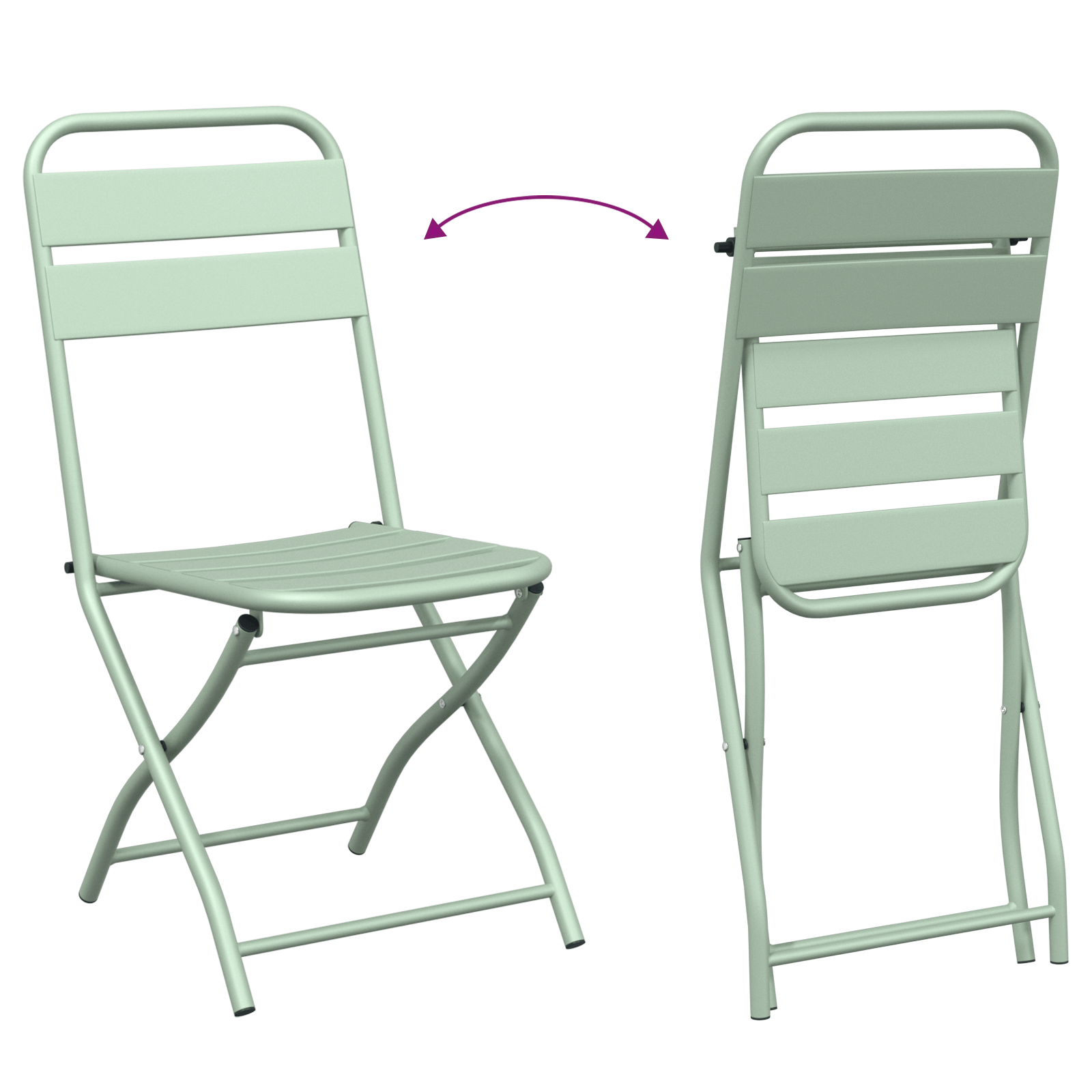 Set bistro pliabil, 3 piese, verde menta deschis, otel — imaginea 9