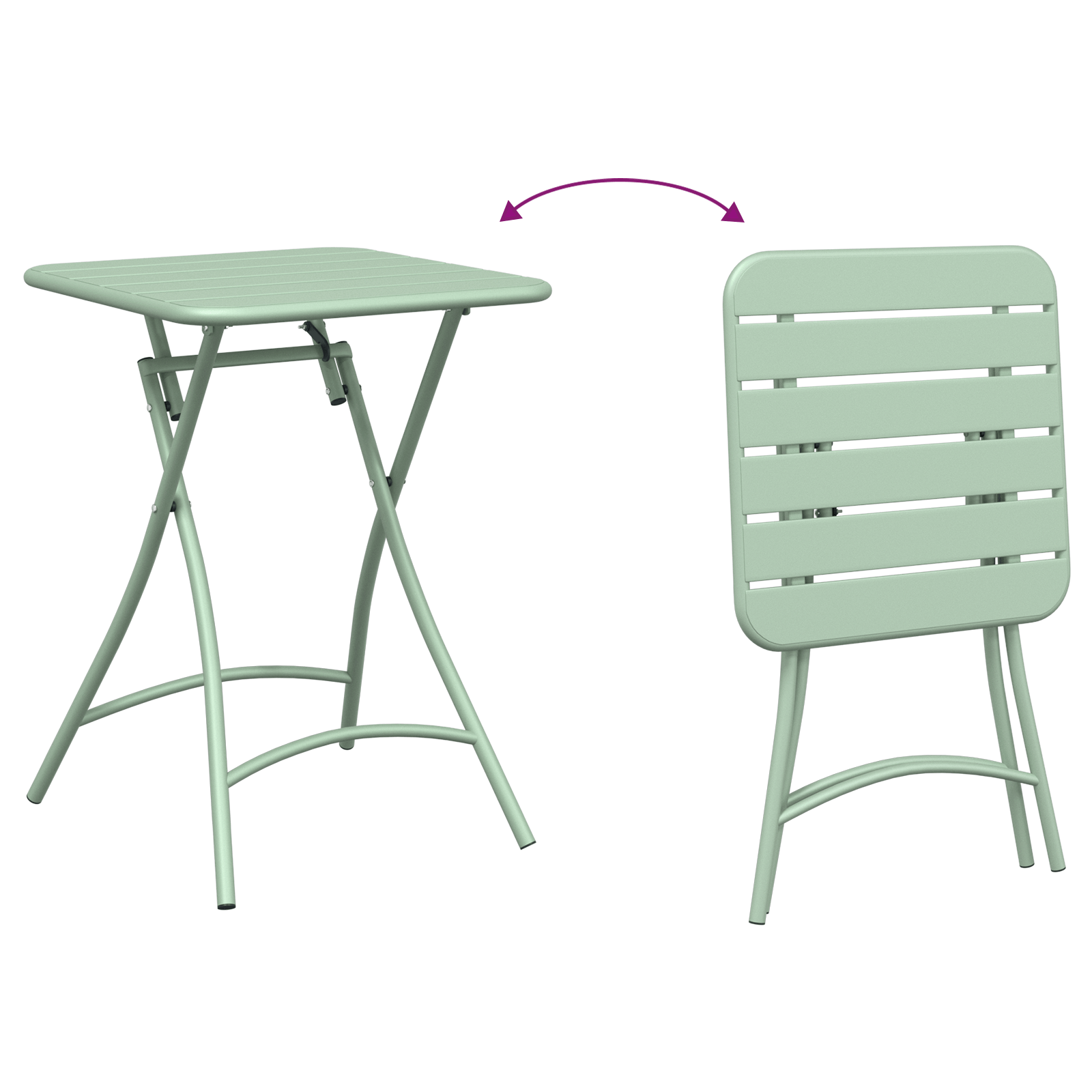 Set bistro pliabil, 3 piese, verde menta deschis, otel — imaginea 10